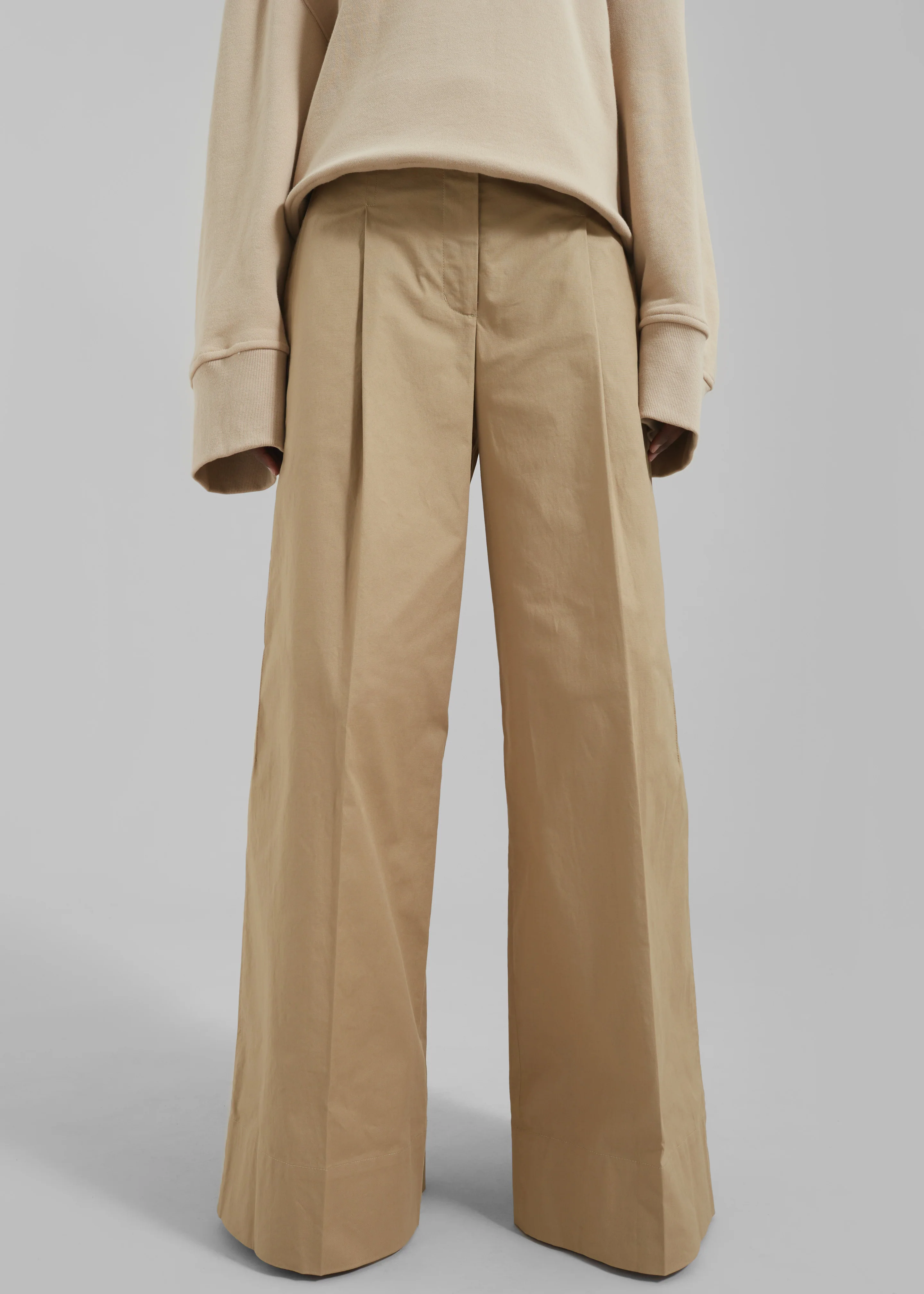 3.1 Phillip Lim Double Pleated Wide Leg Trousers - Khaki - Image 2