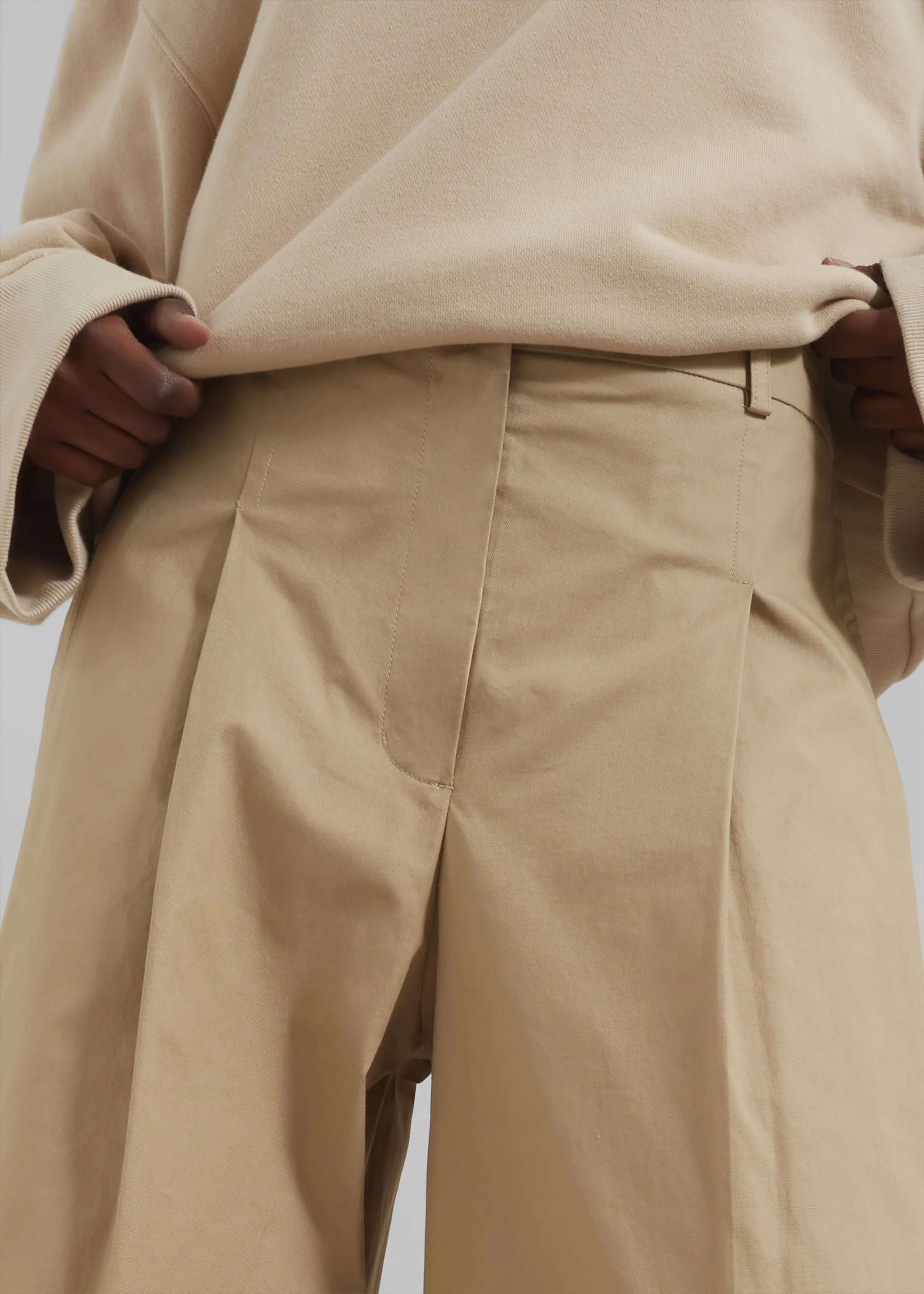 3.1 Phillip Lim Double Pleated Wide Leg Trousers - Khaki - Image 4