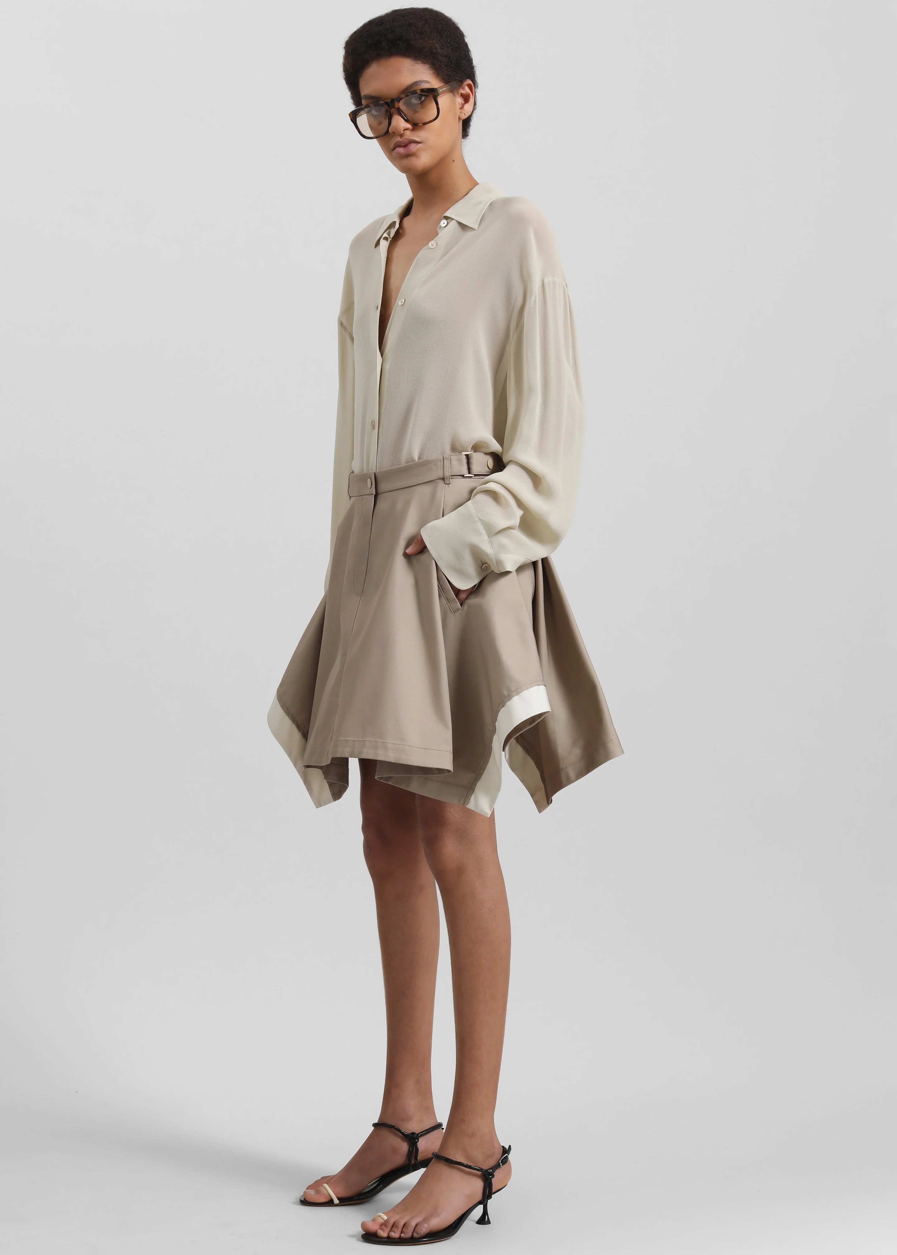 3.1 Phillip Lim Flounce Mini Skirt - Khaki - Image 3