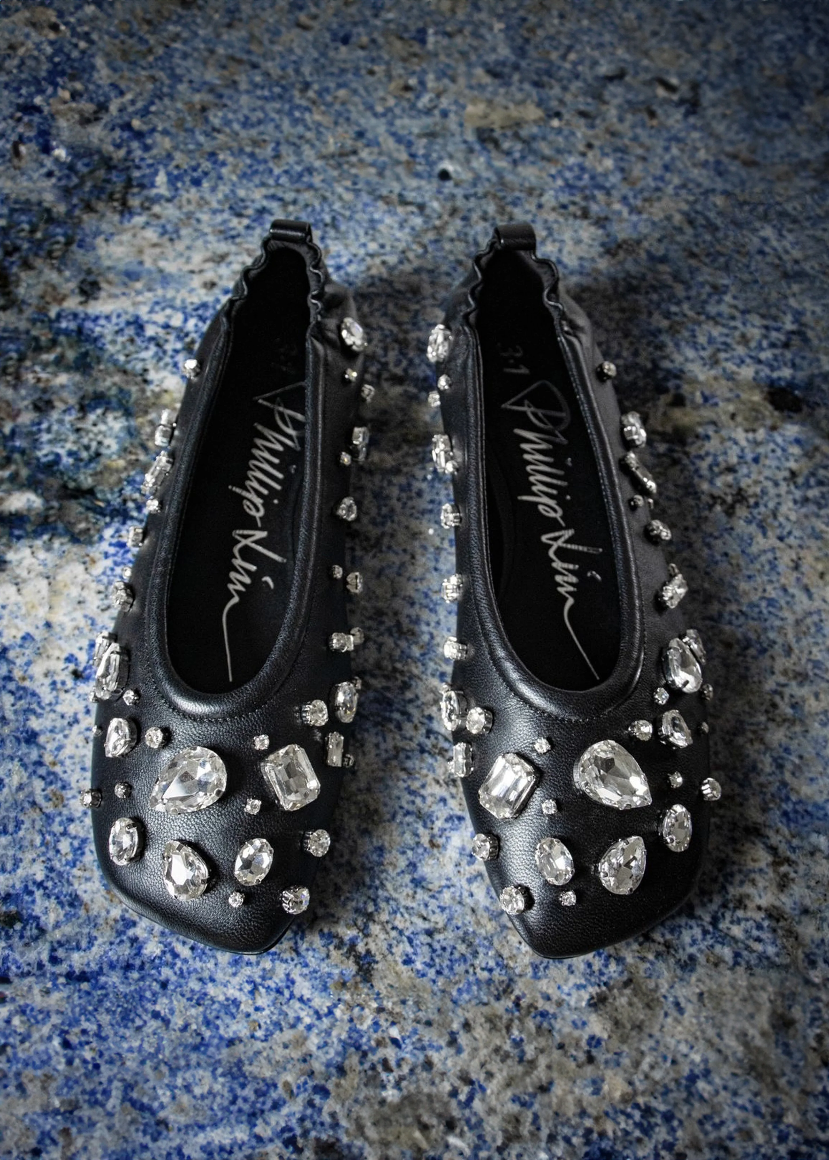 3.1 Phillip Lim ID Stretch Back Ballet Flat with Gem Embroidery - Black - Image 4