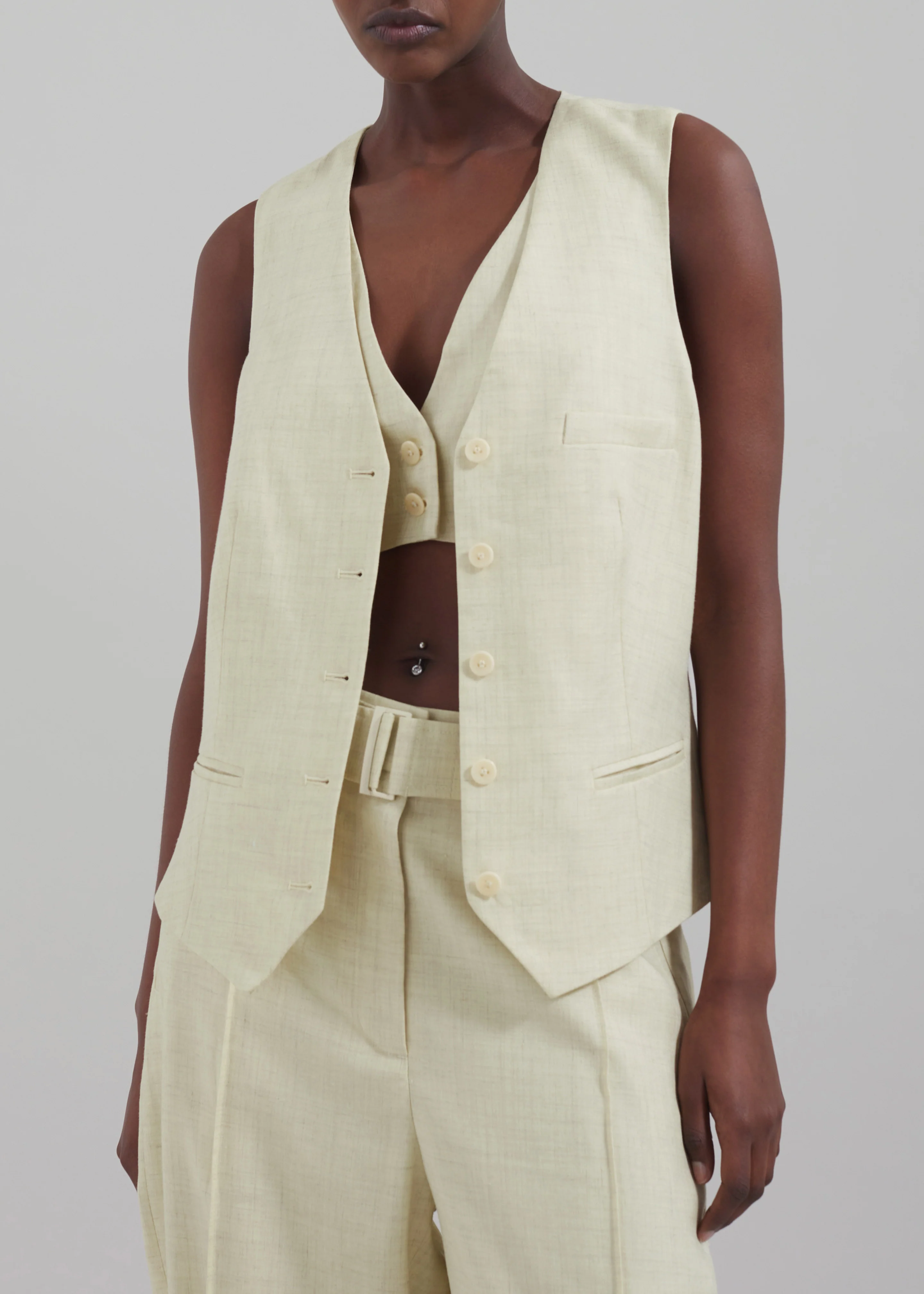 3.1 Phillip Lim Tailored Vest with Set-In Bra - Limoncello - Image 2