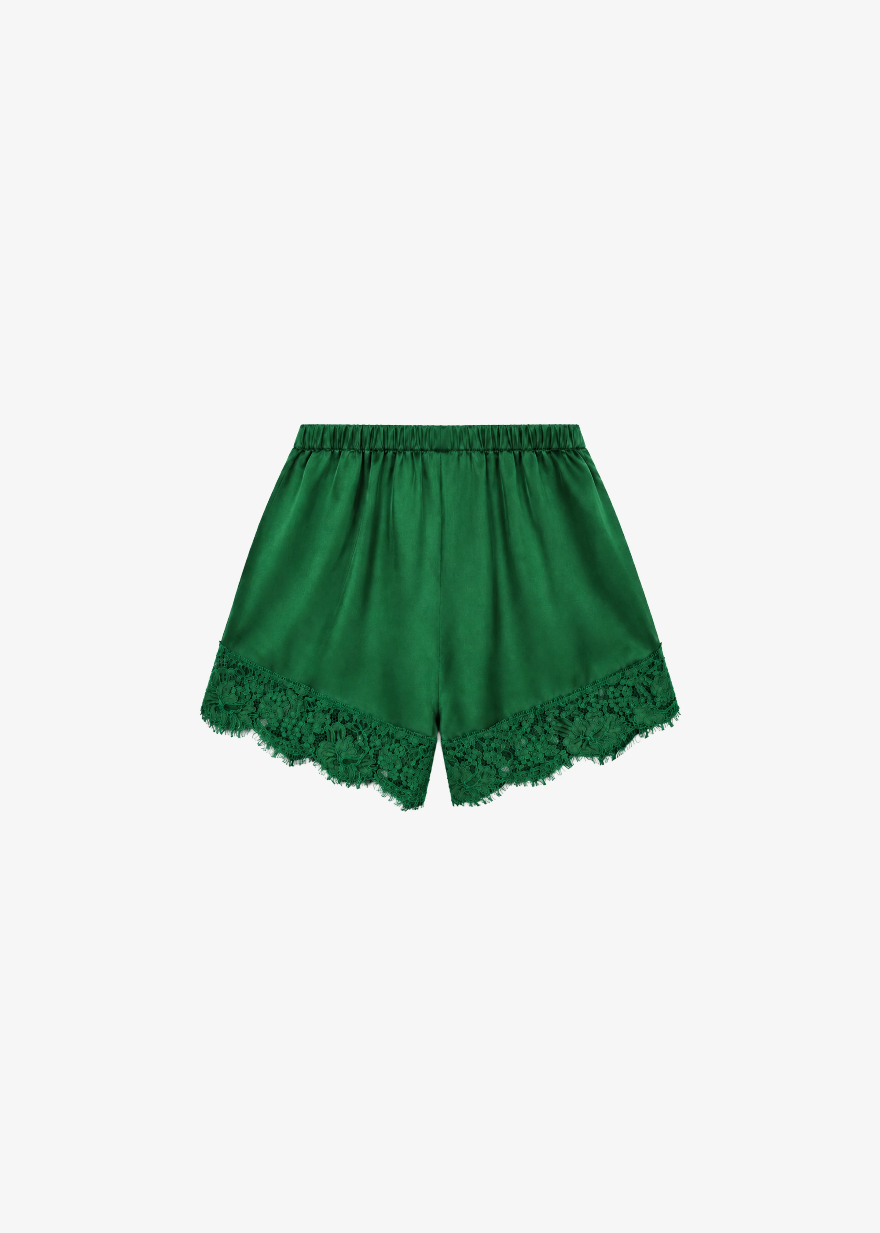 Albesa Satin Lace Trim Shorts - Kelly Green - Image 10