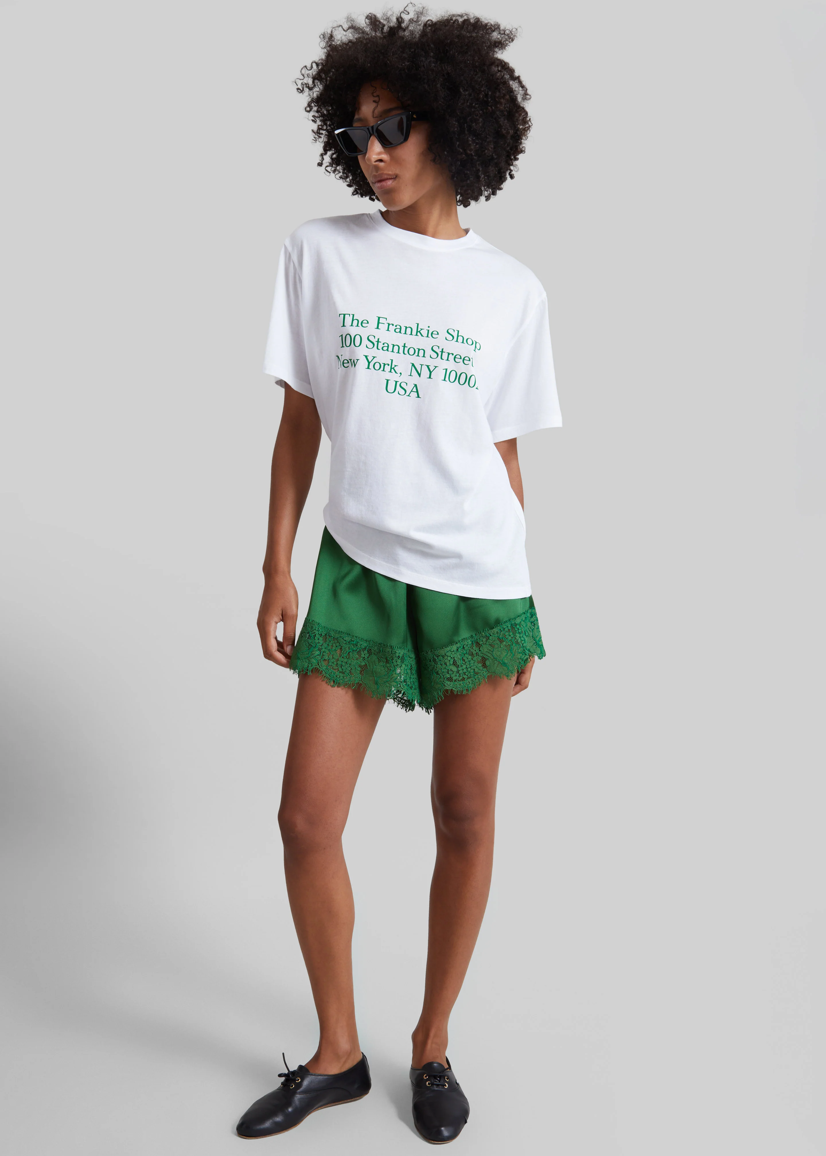Albesa Satin Lace Trim Shorts - Kelly Green - Image 3