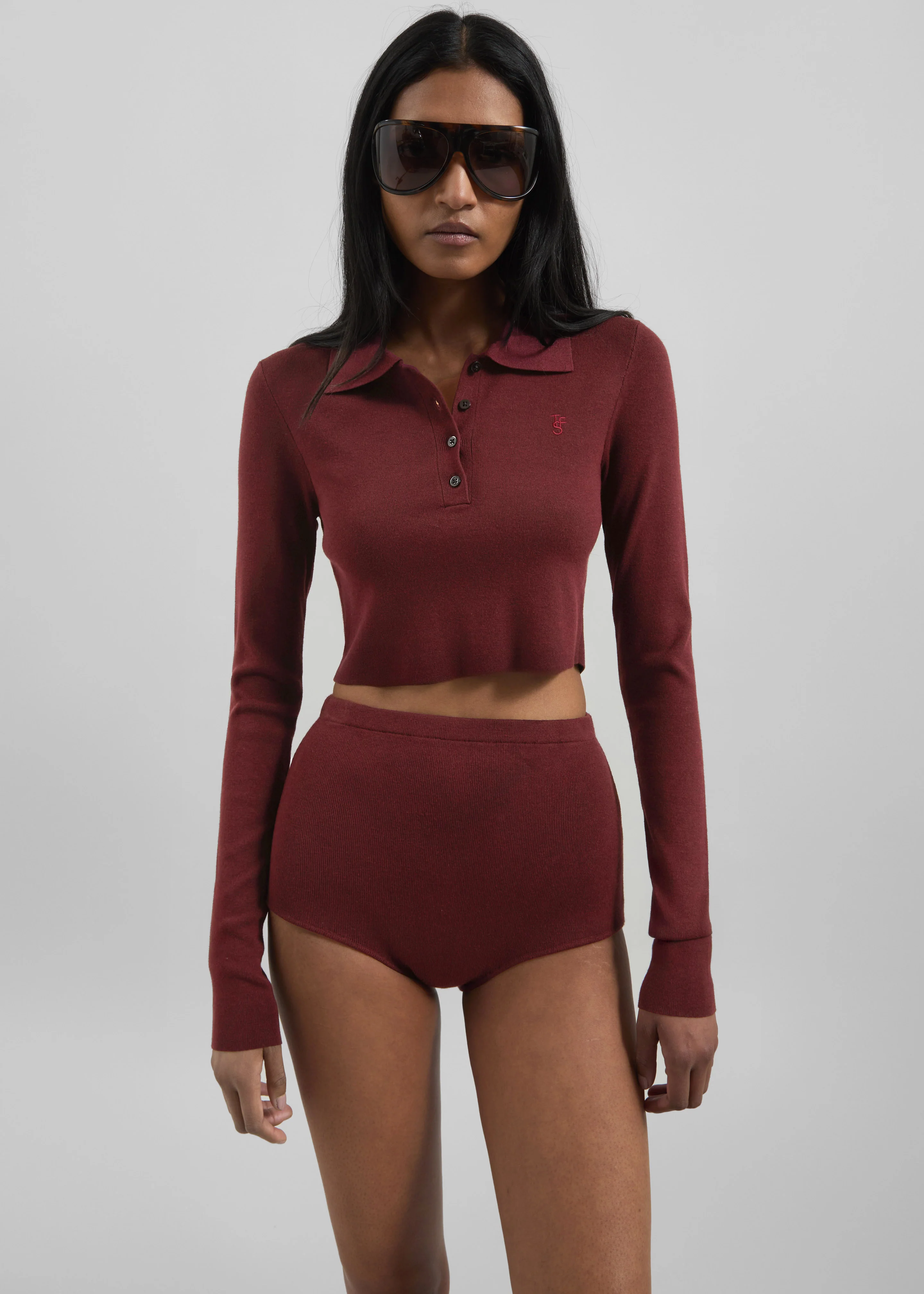 Alissa Knit Briefs - Burgundy - Image 4
