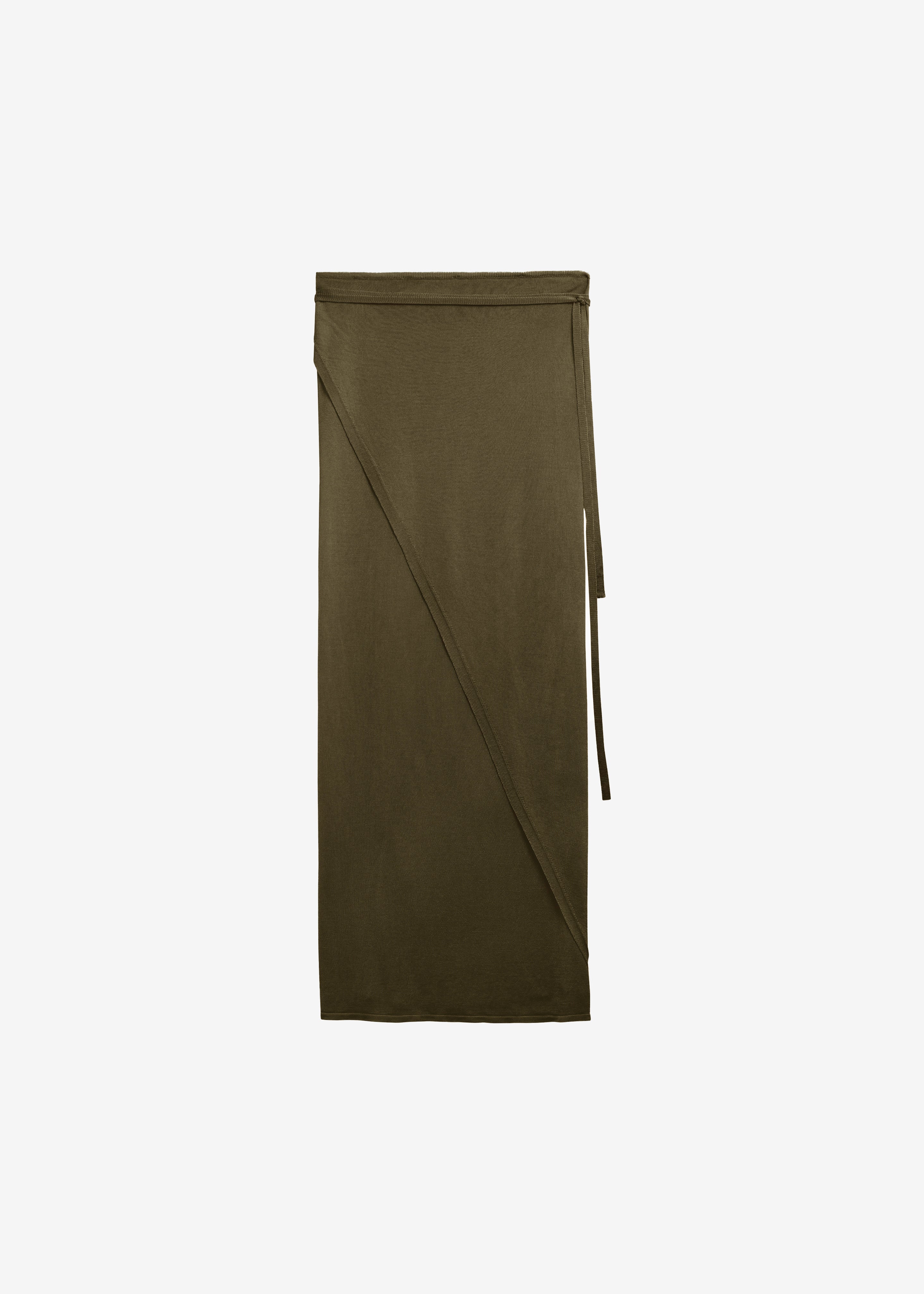 Alsen Thin Knit Wrap Skirt - Khaki - Image 8