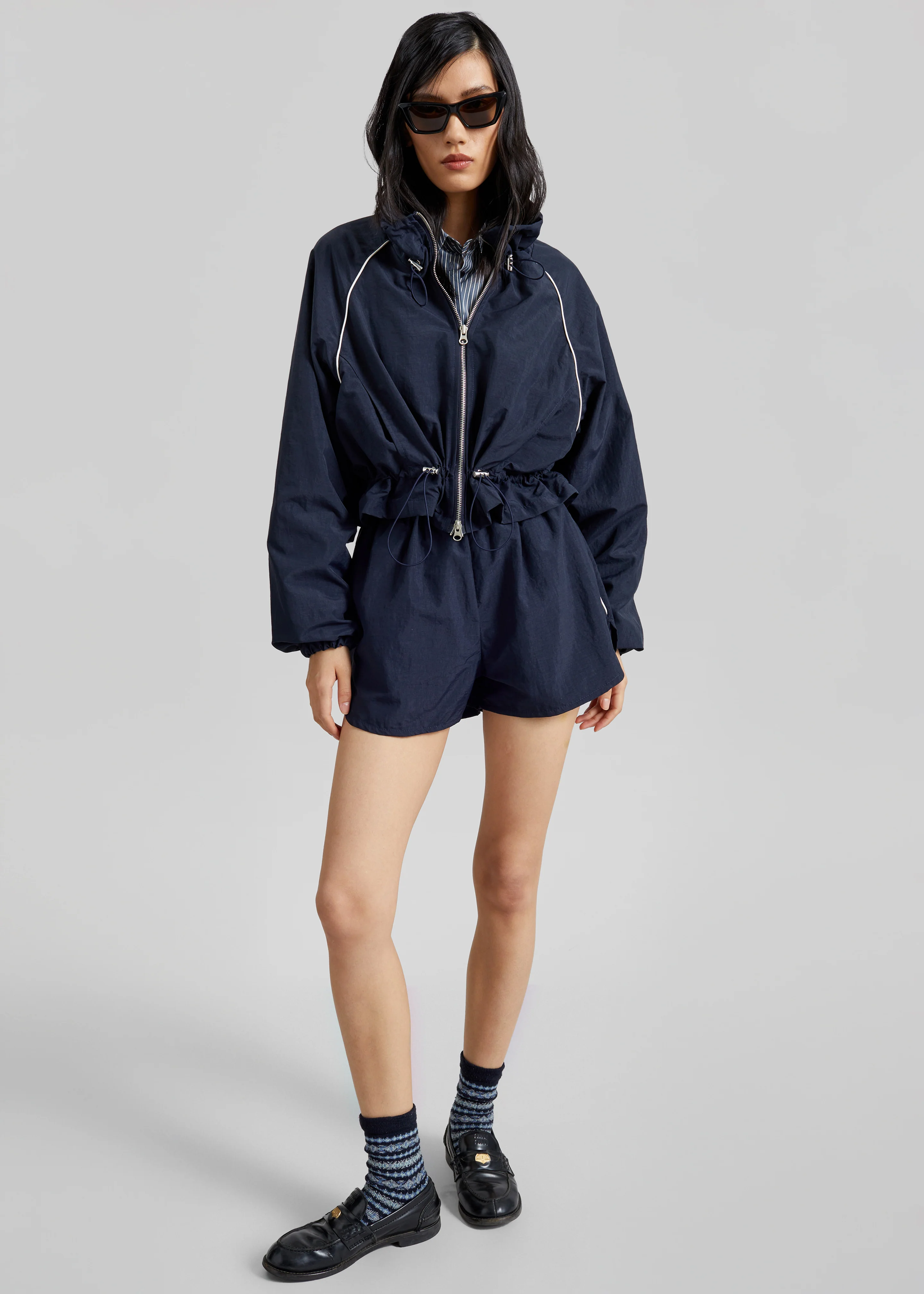 Arizona Drawstring Track Jacket - Navy - Image 2