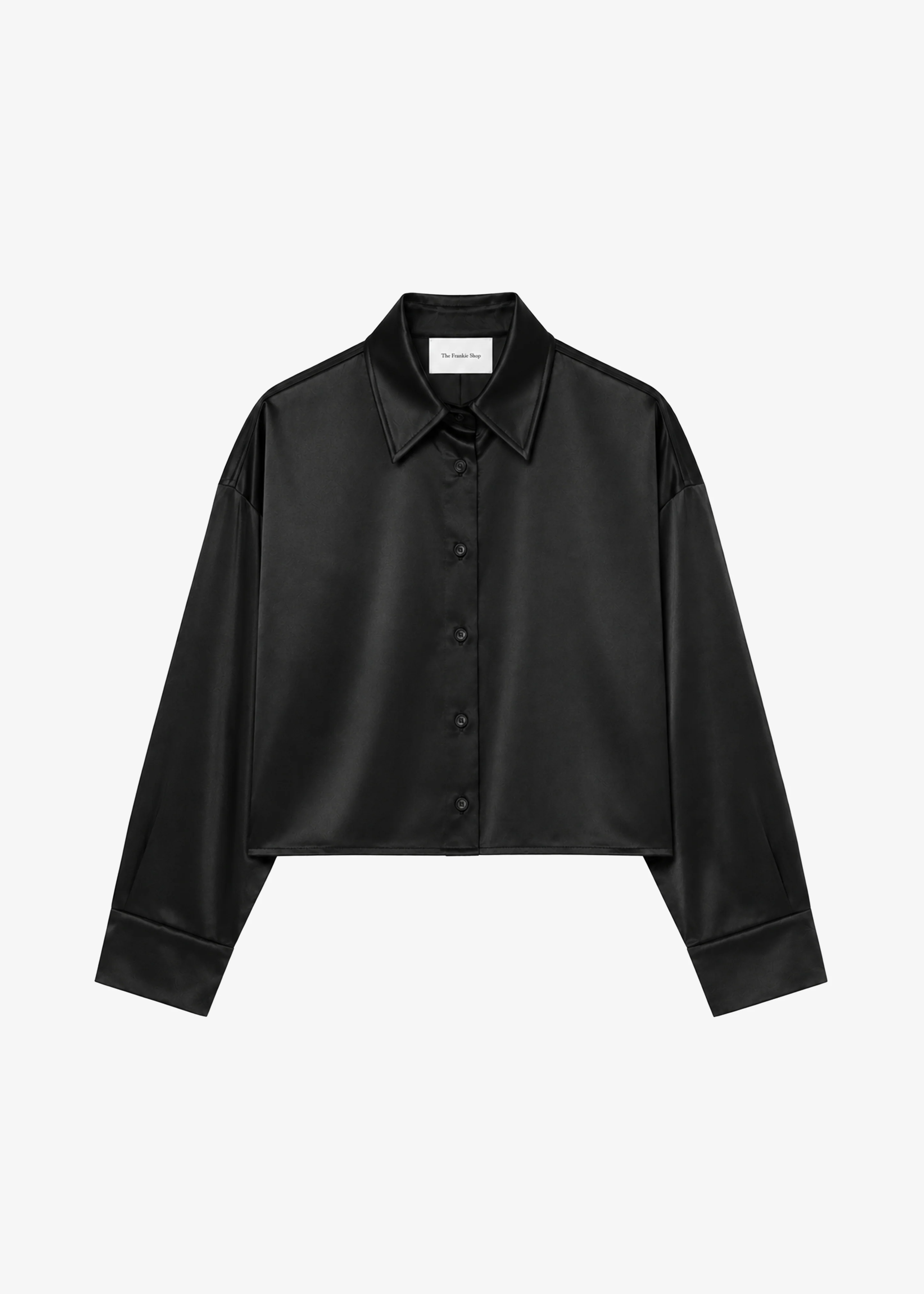 Arlen Satin Boxy Shirt - Black - Image 7
