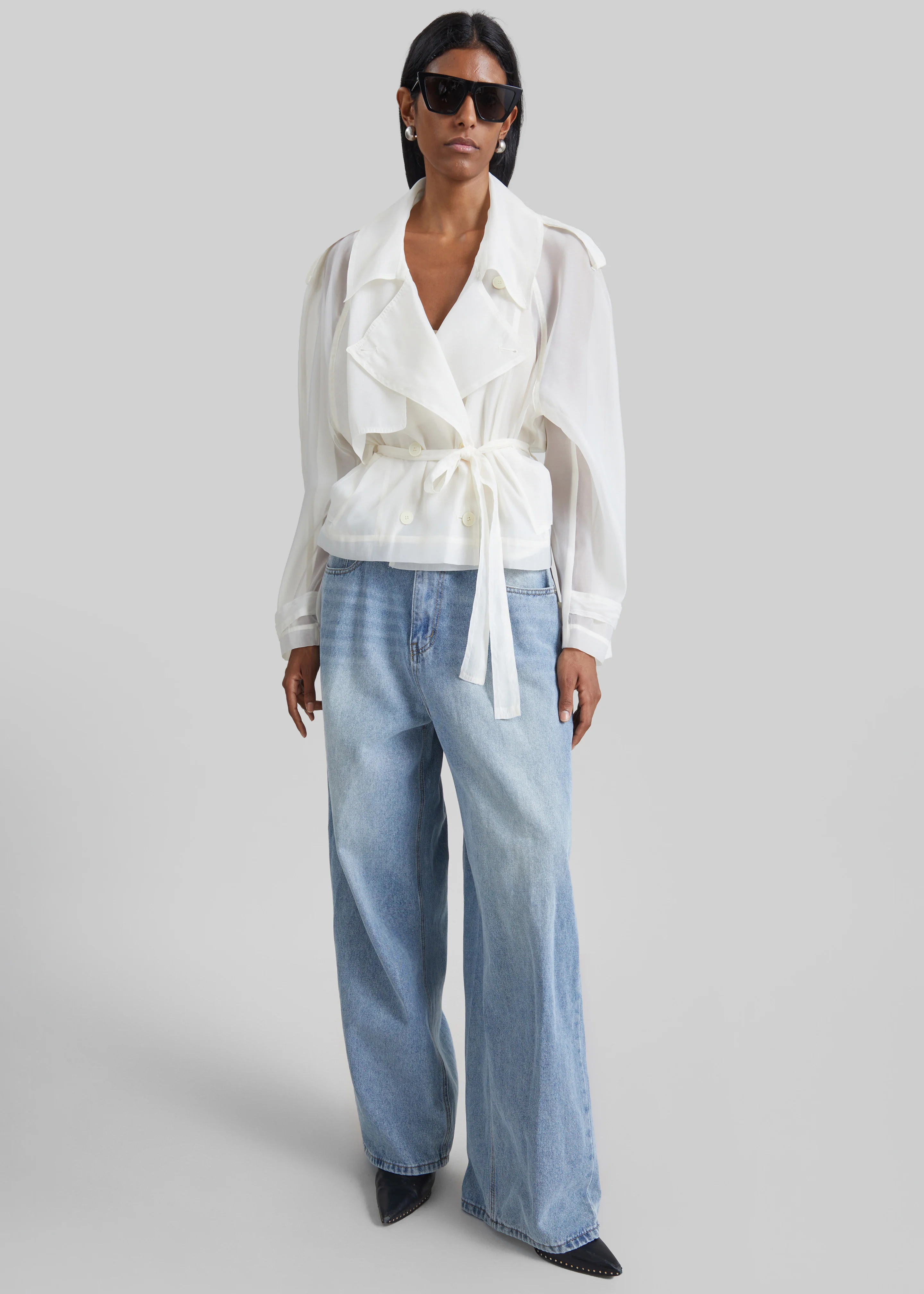Asola Sheer Short Trench - Ivory - Image 5