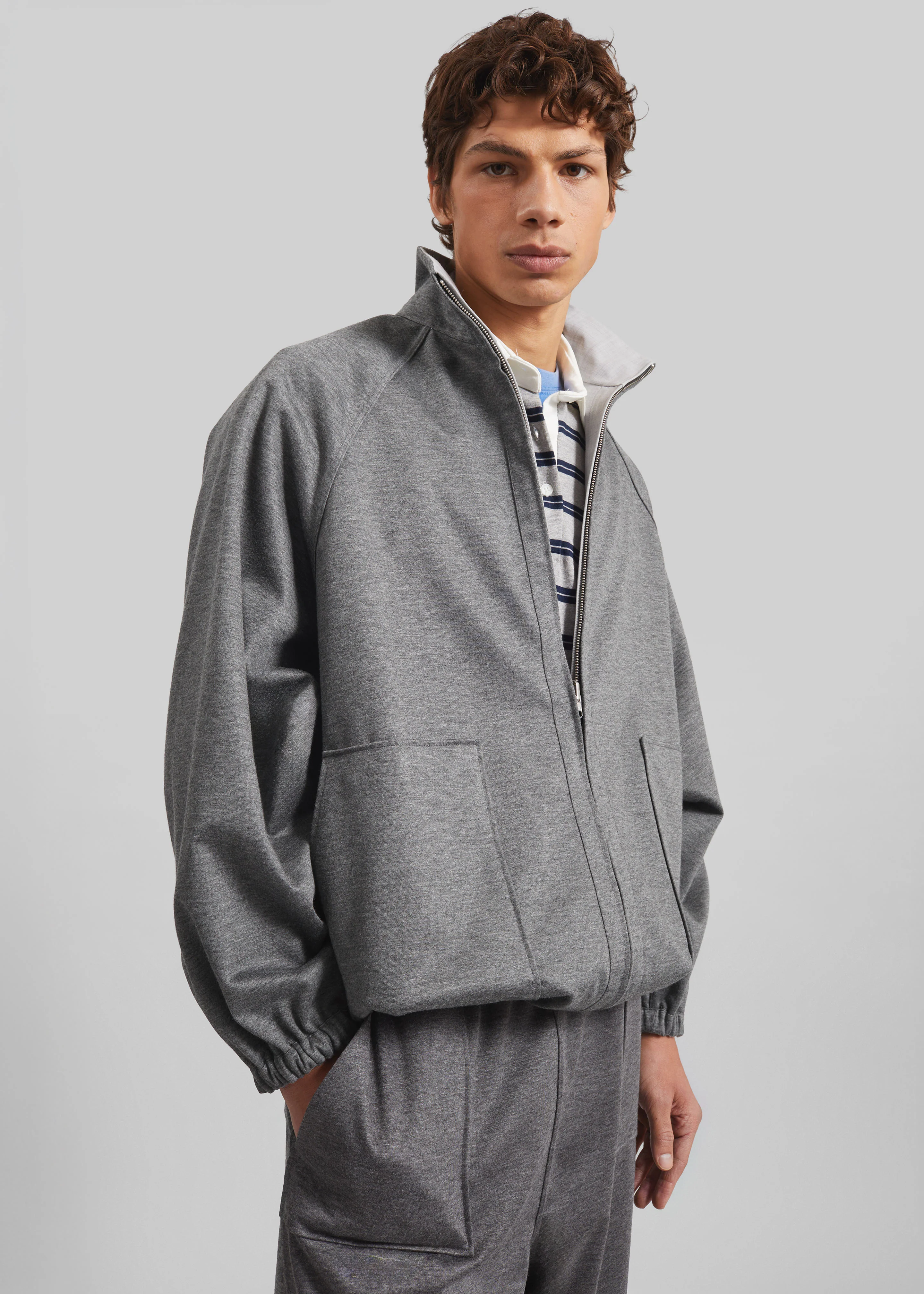 Baxter Reversible Track Jacket - Grey Melange - Image 3