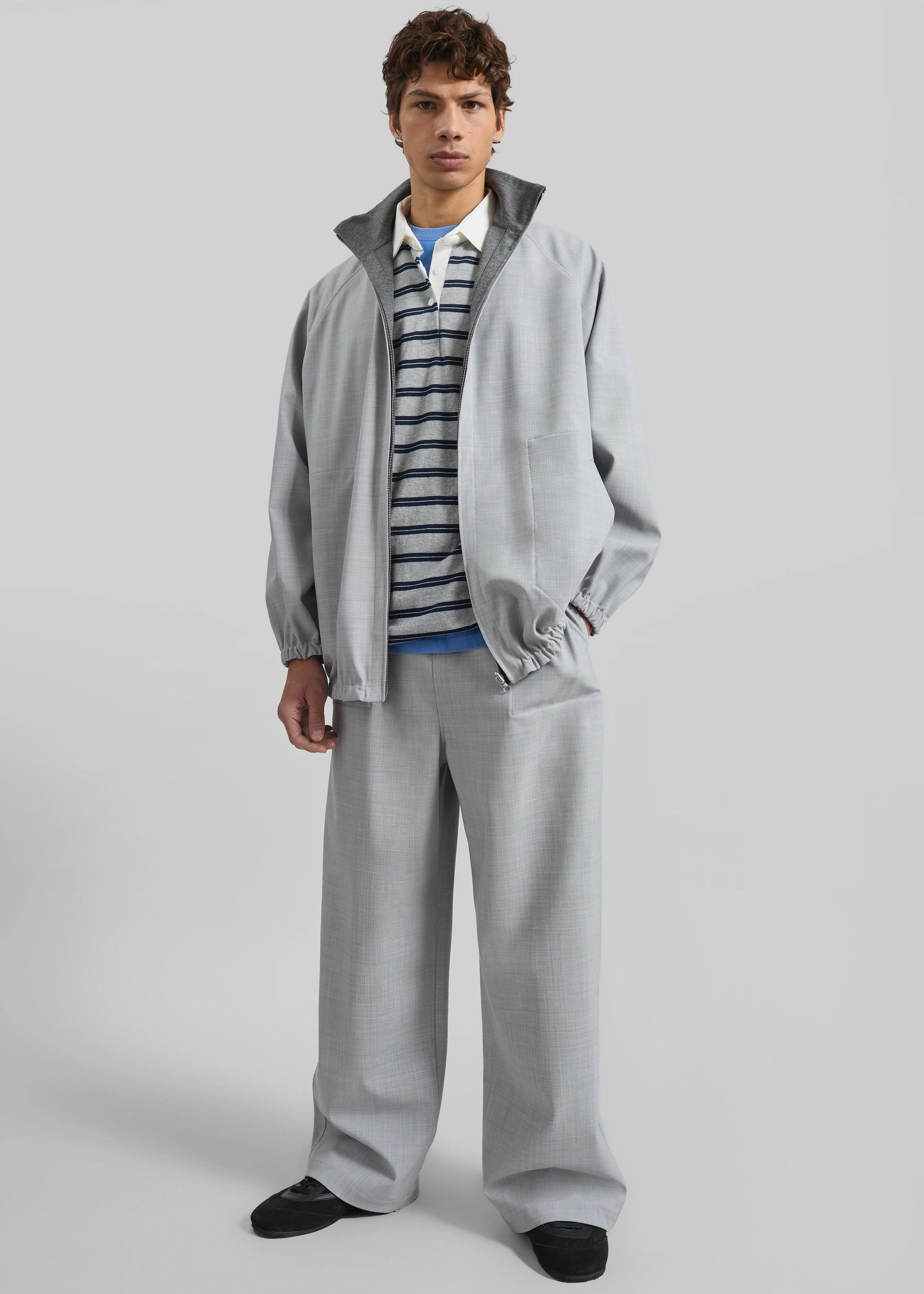 Baxter Reversible Track Jacket - Grey Melange - Image 4