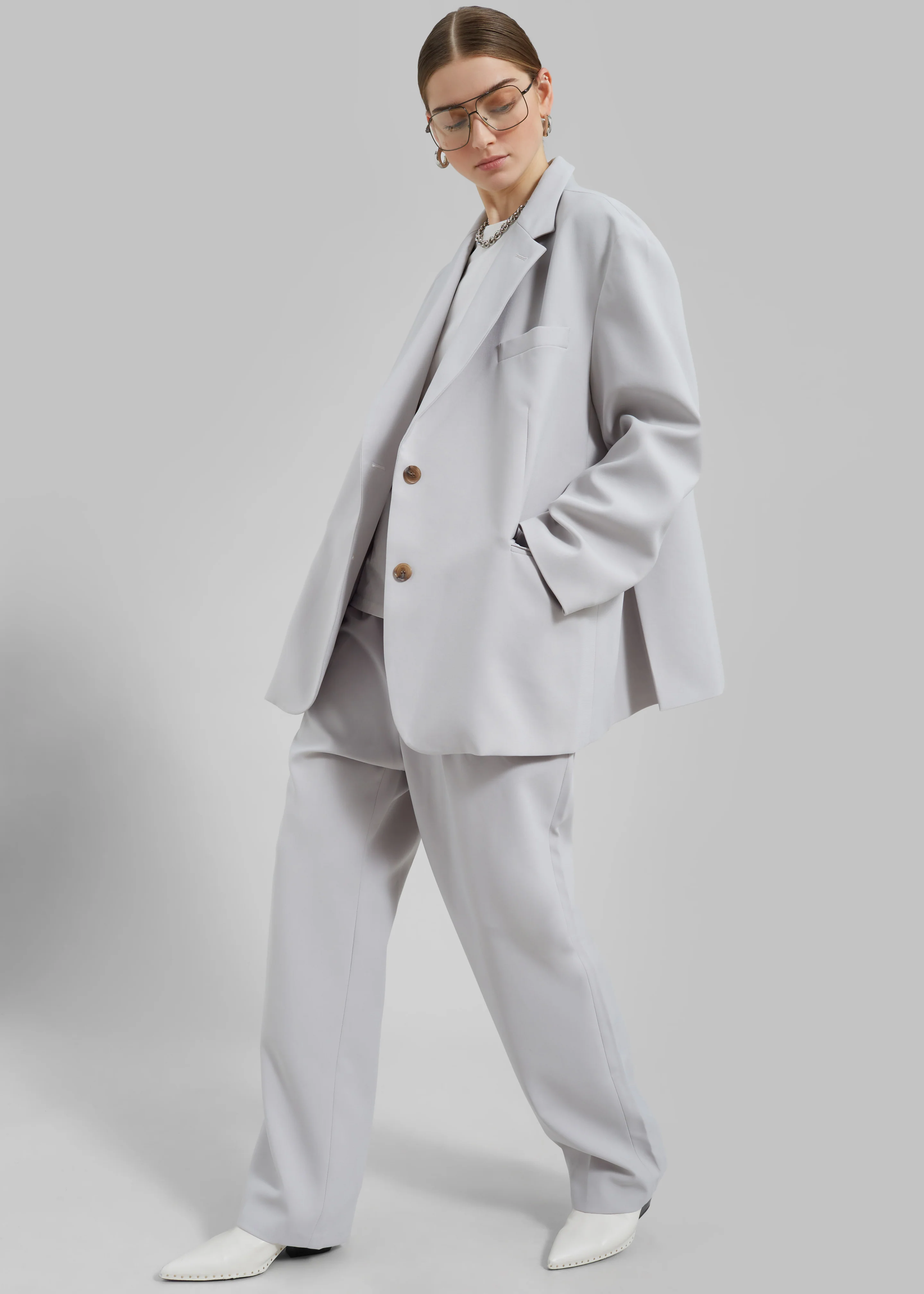 Bea Pleated Suit Pants - Grey - Image 3