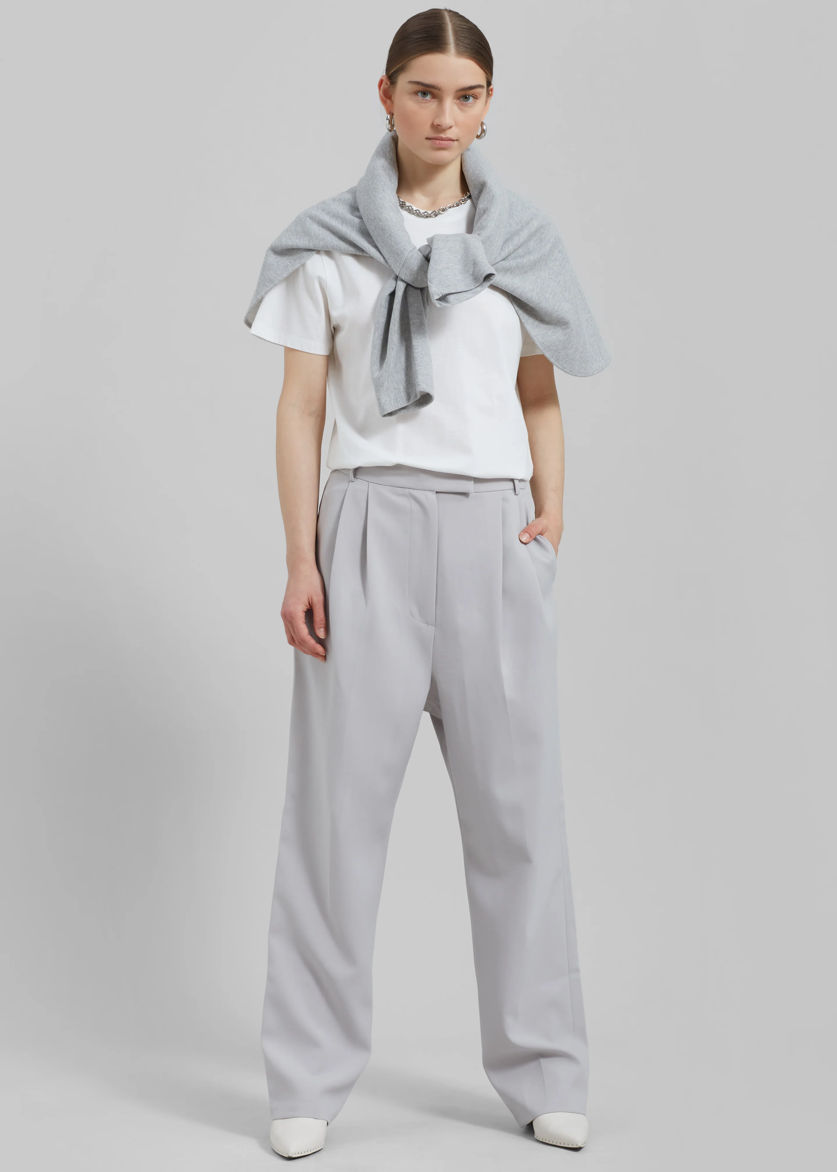 Bea Pleated Suit Pants - Grey - Image 7