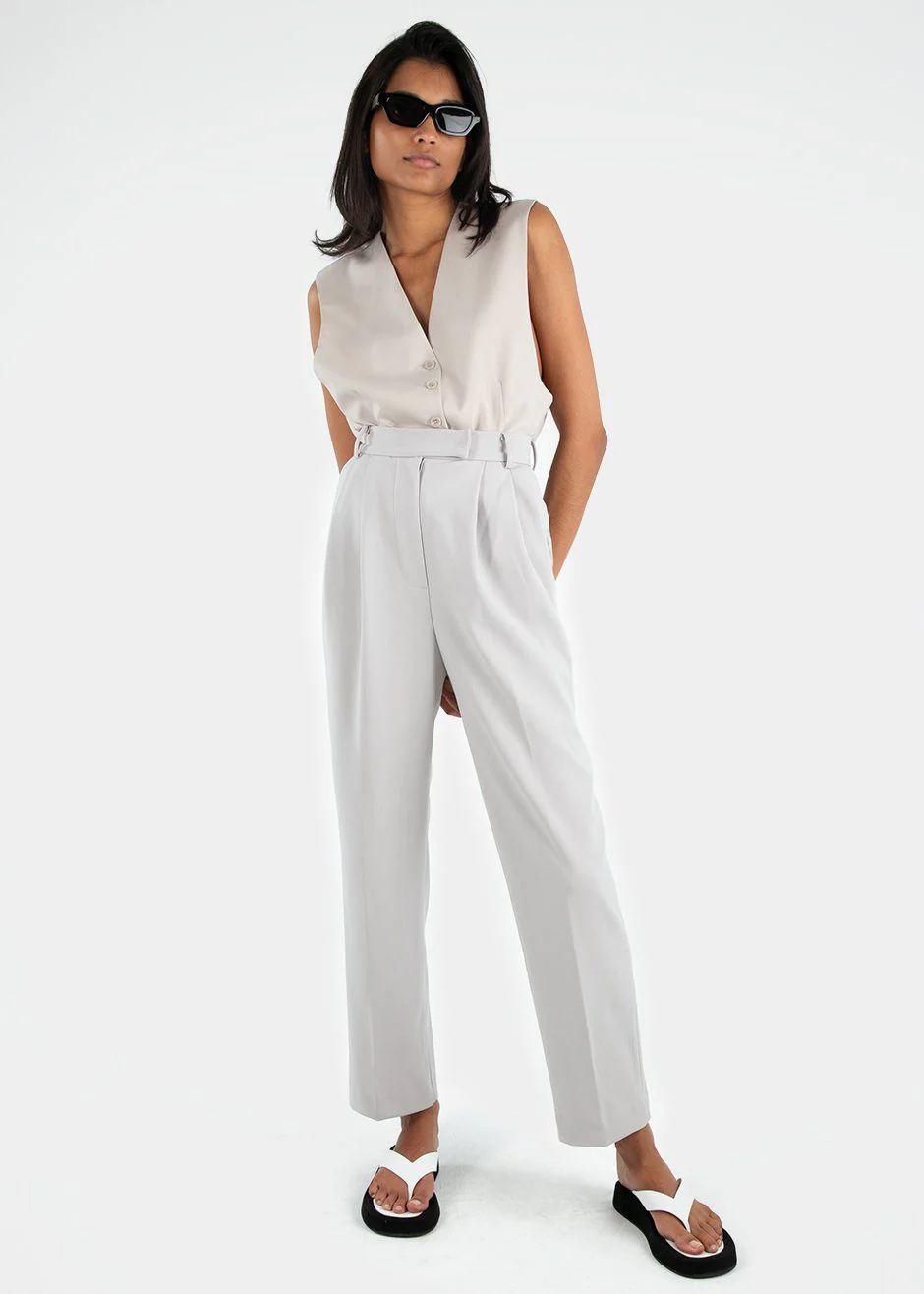Bea Pleated Suit Pants - Grey - Image 9