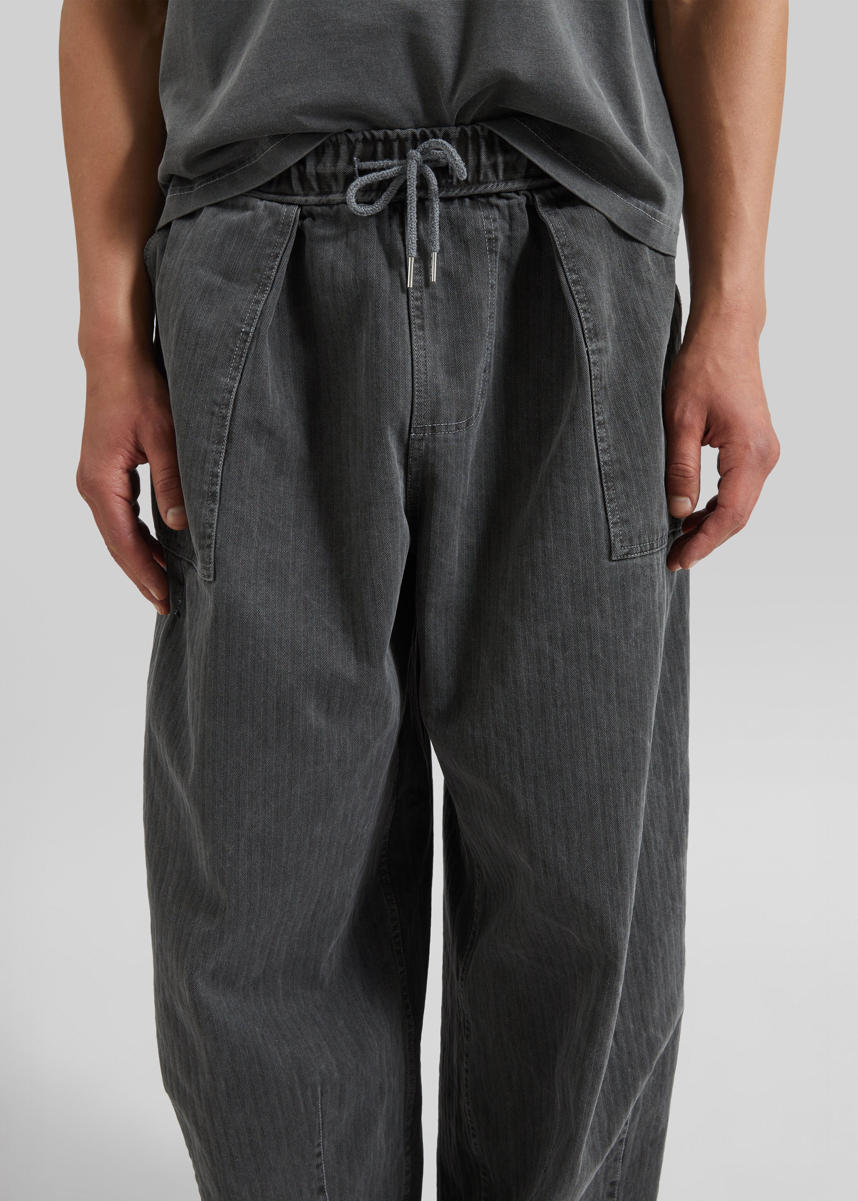Bernay Herringbone Balloon Pants - Slate Grey - Image 4