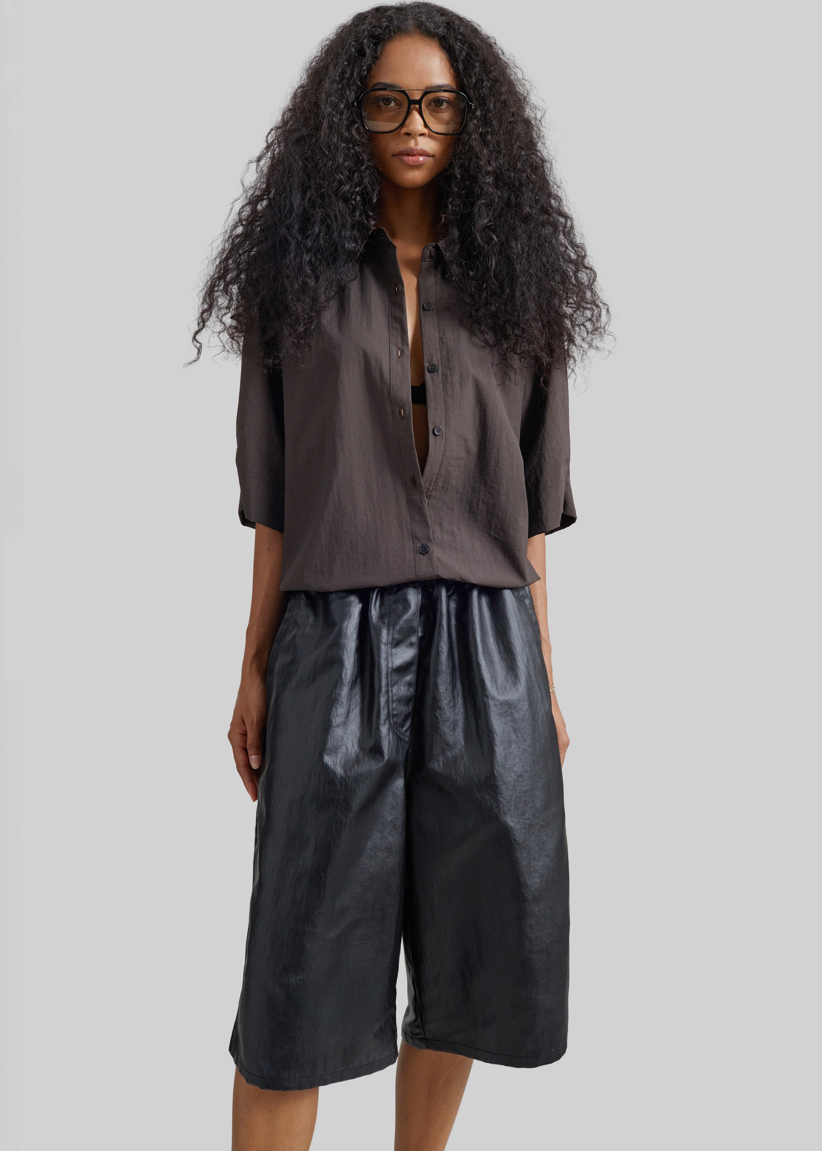 Beslon Leather-Effect Bermuda Shorts - Black - Image 3
