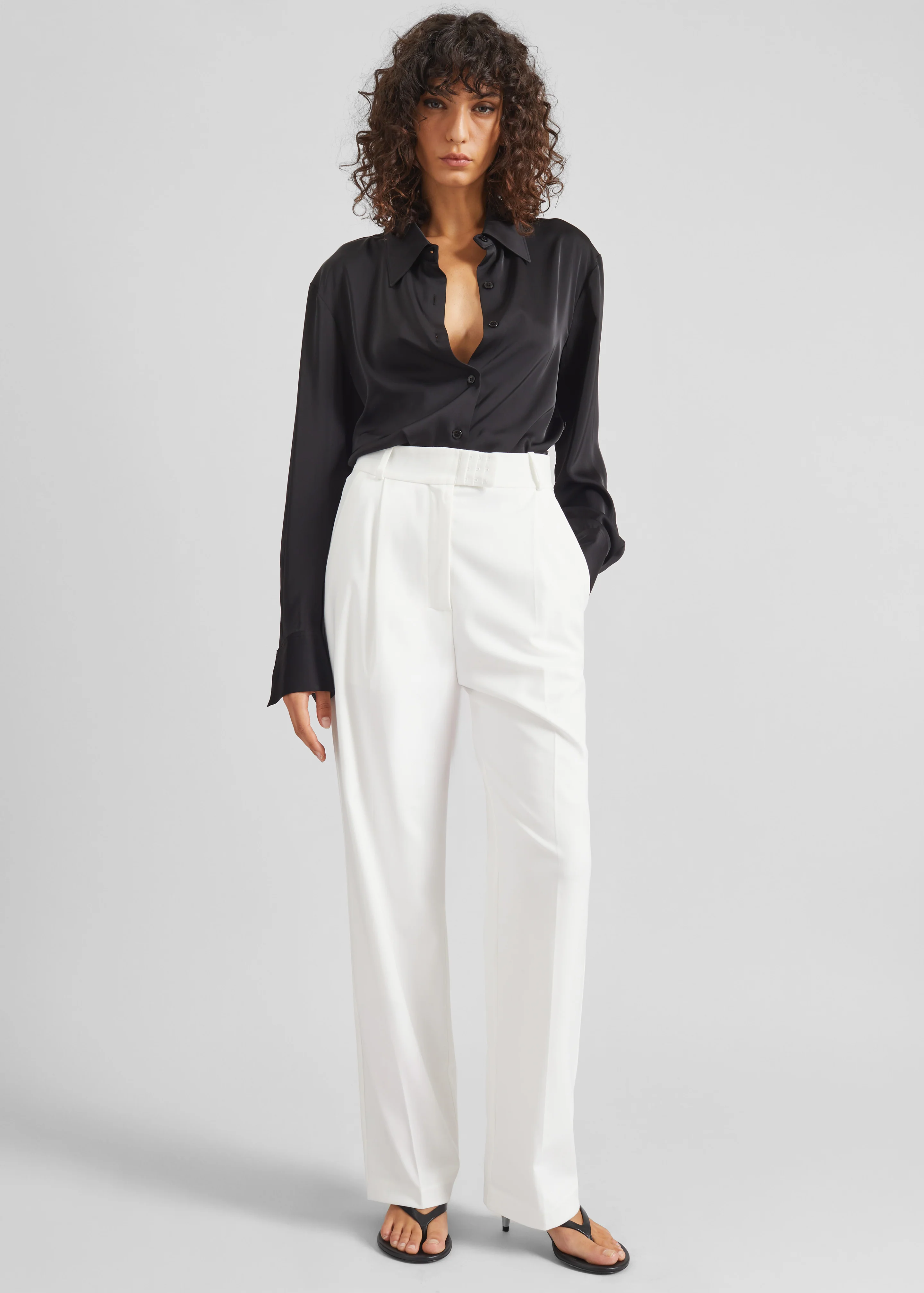 Bevza High-Waisted Trousers - White - Image 5