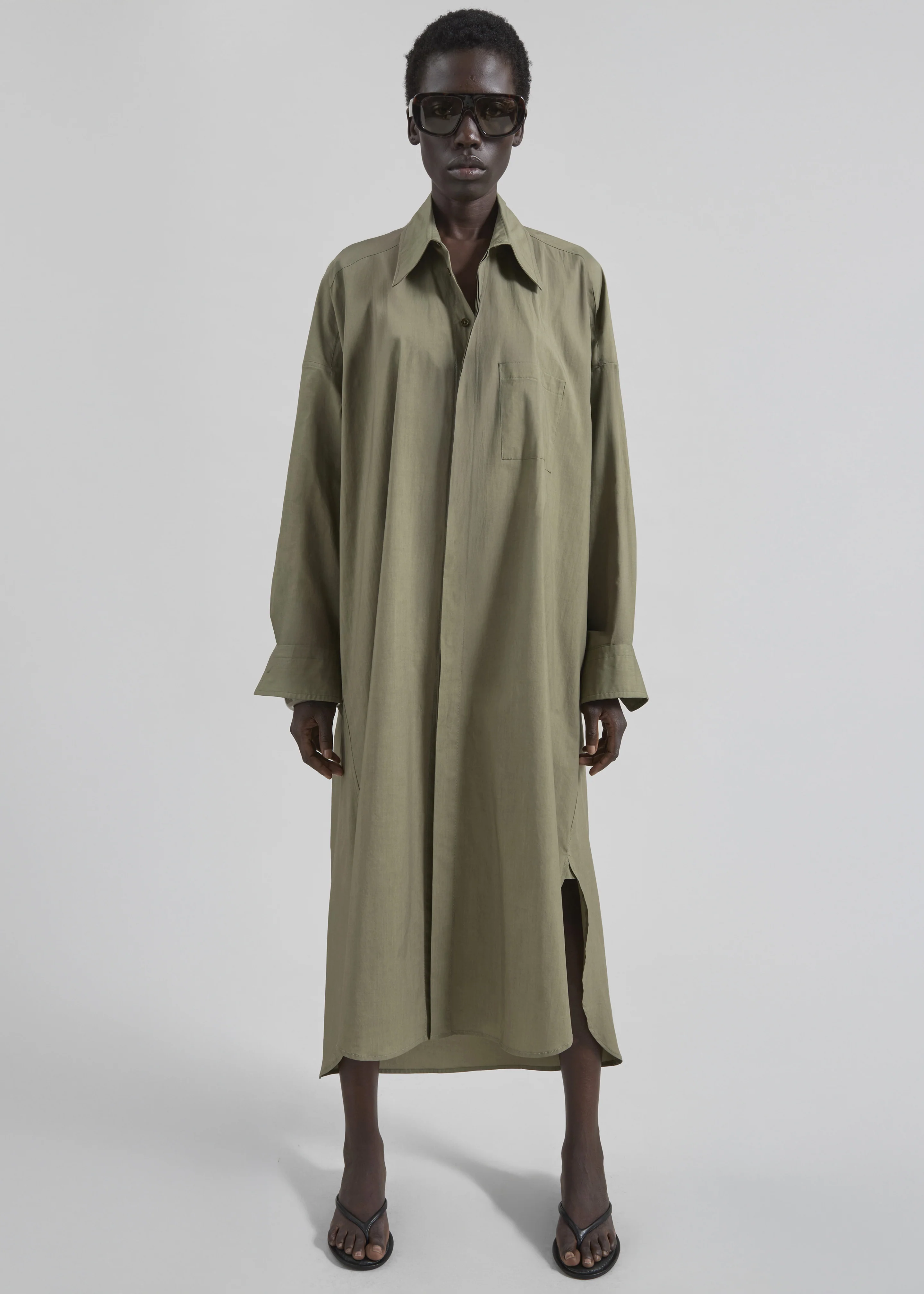 Bloom Organic Cotton Shirt Dress - Olive - Image 2