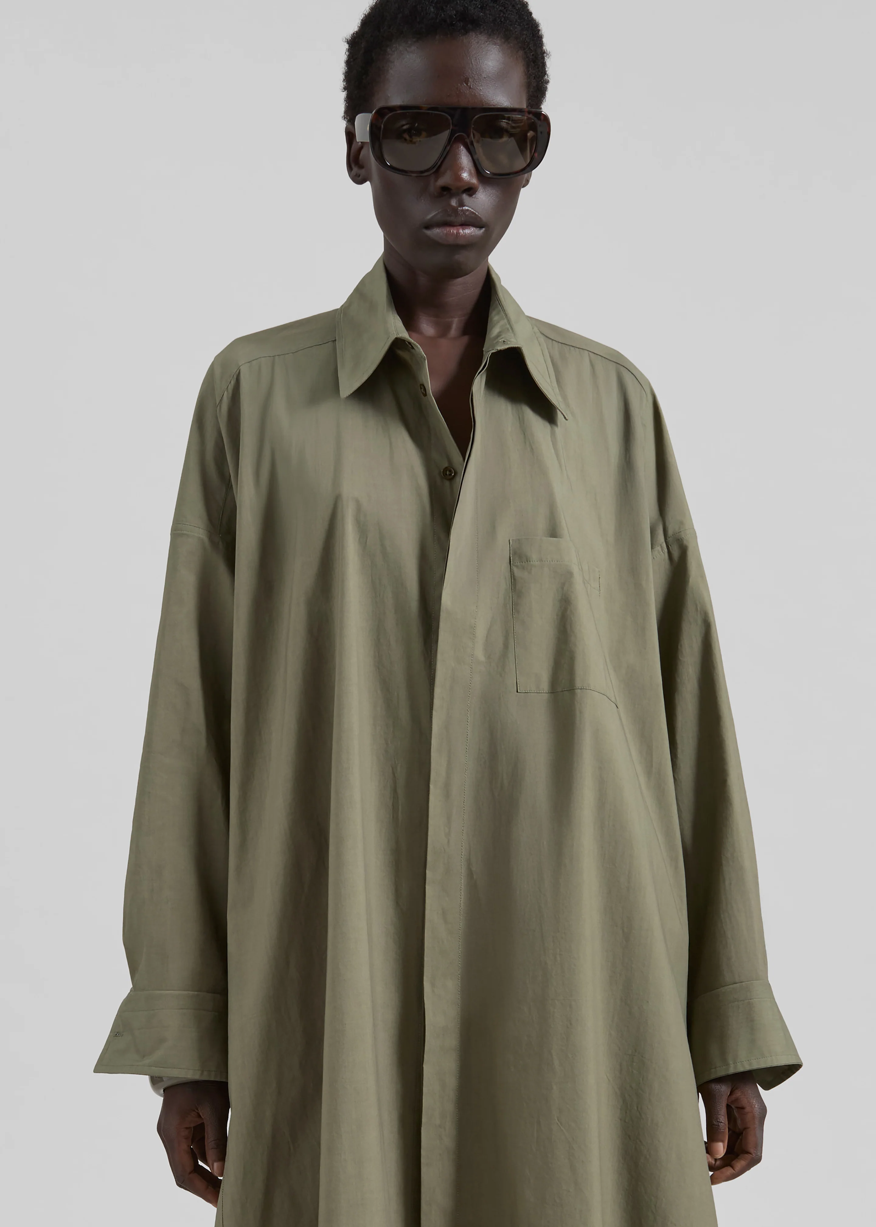 Bloom Organic Cotton Shirt Dress - Olive - Image 4