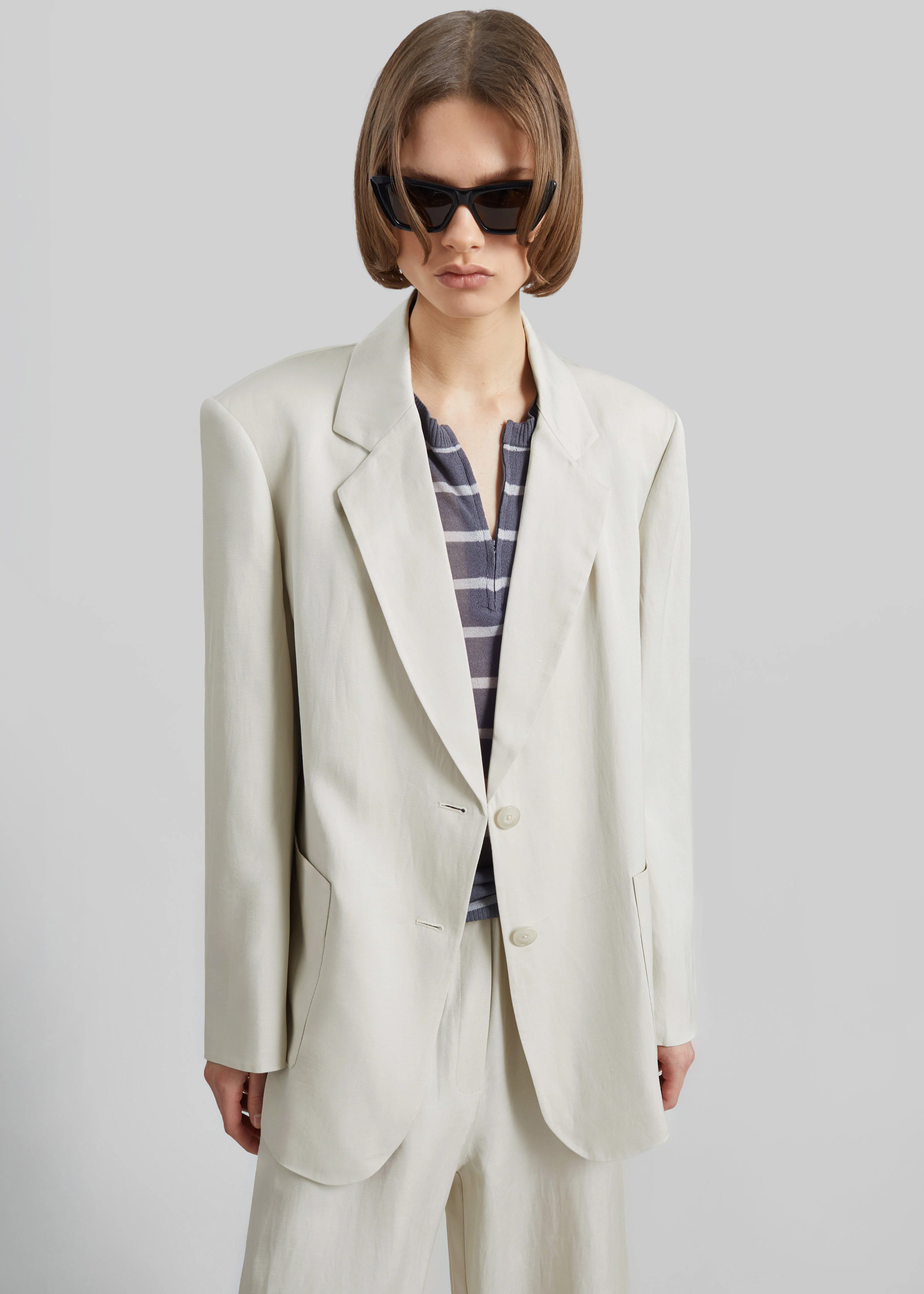 Bruna Linen Soft Blazer - Light Beige - Image 5