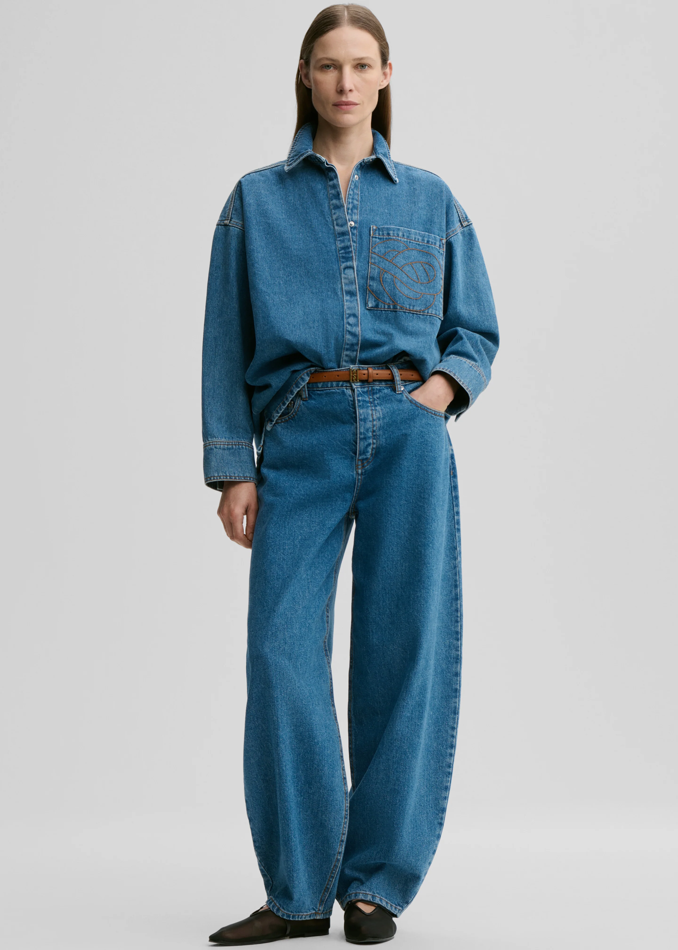 By Malene Birger Dallas Denim Pants - Mid Denim Blue - Image 3