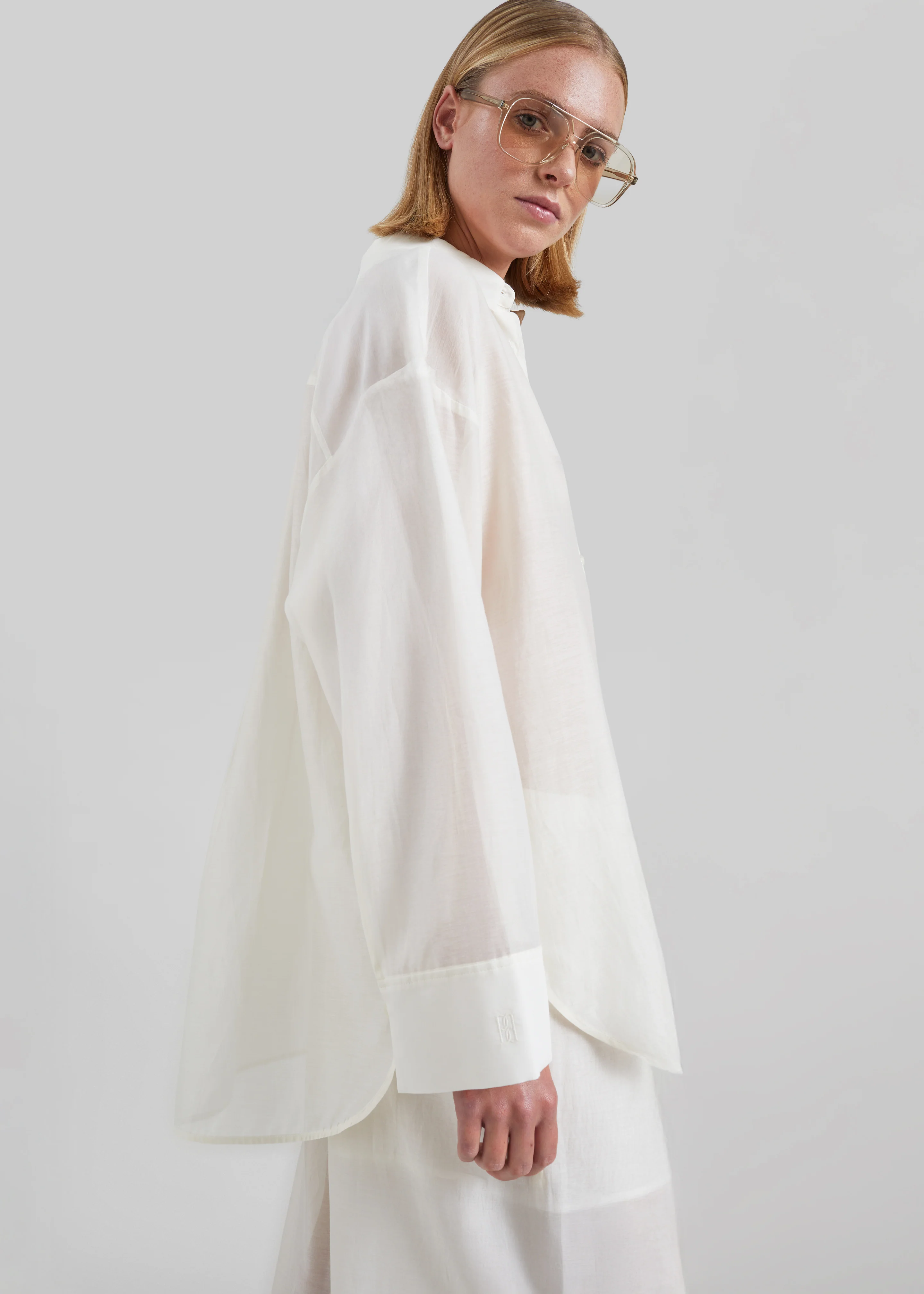 By Malene Birger Derris Silk Organza Shirt - Soft White - Image 2