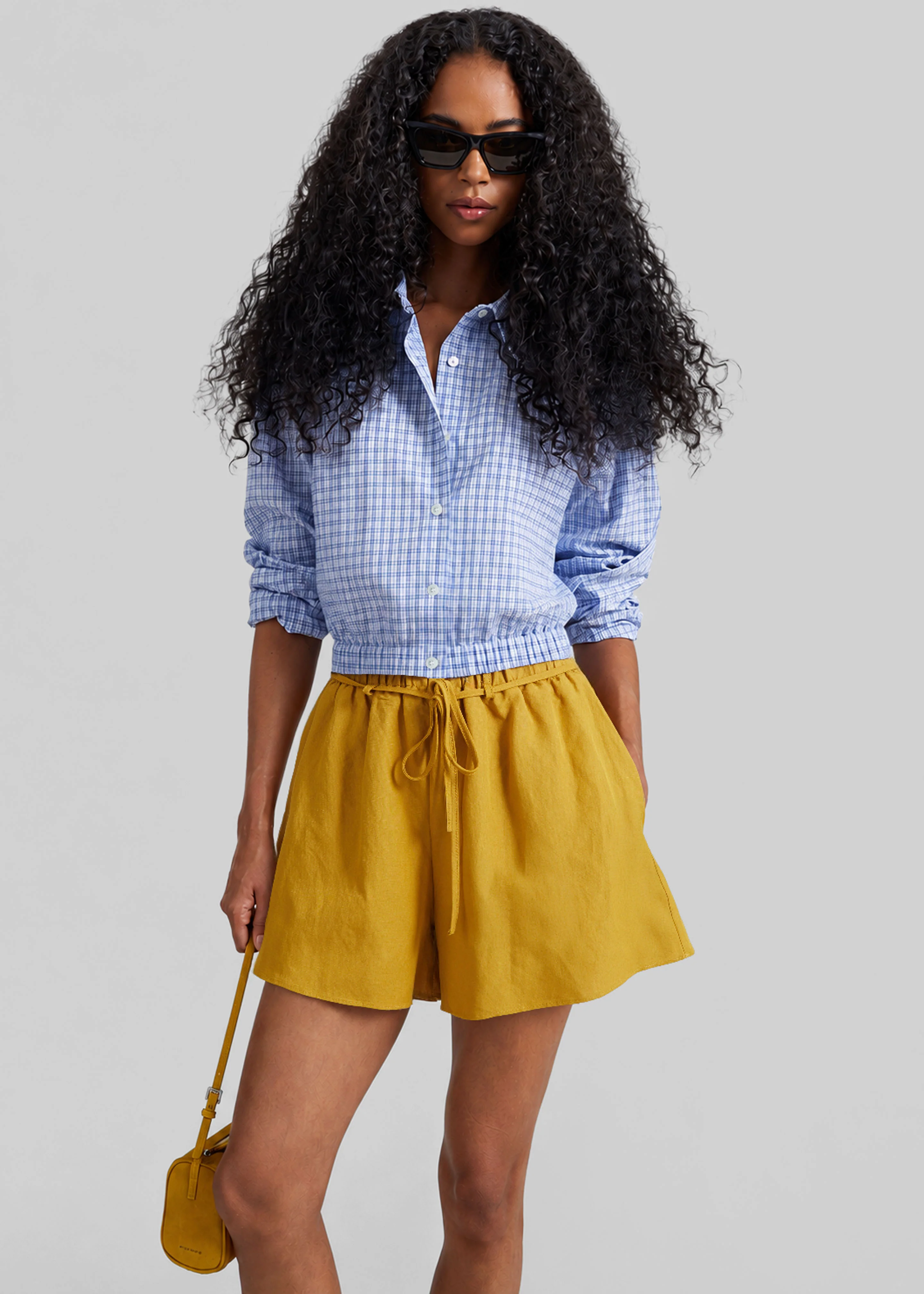 Caligny Linen Shorts - Mustard - Image 3