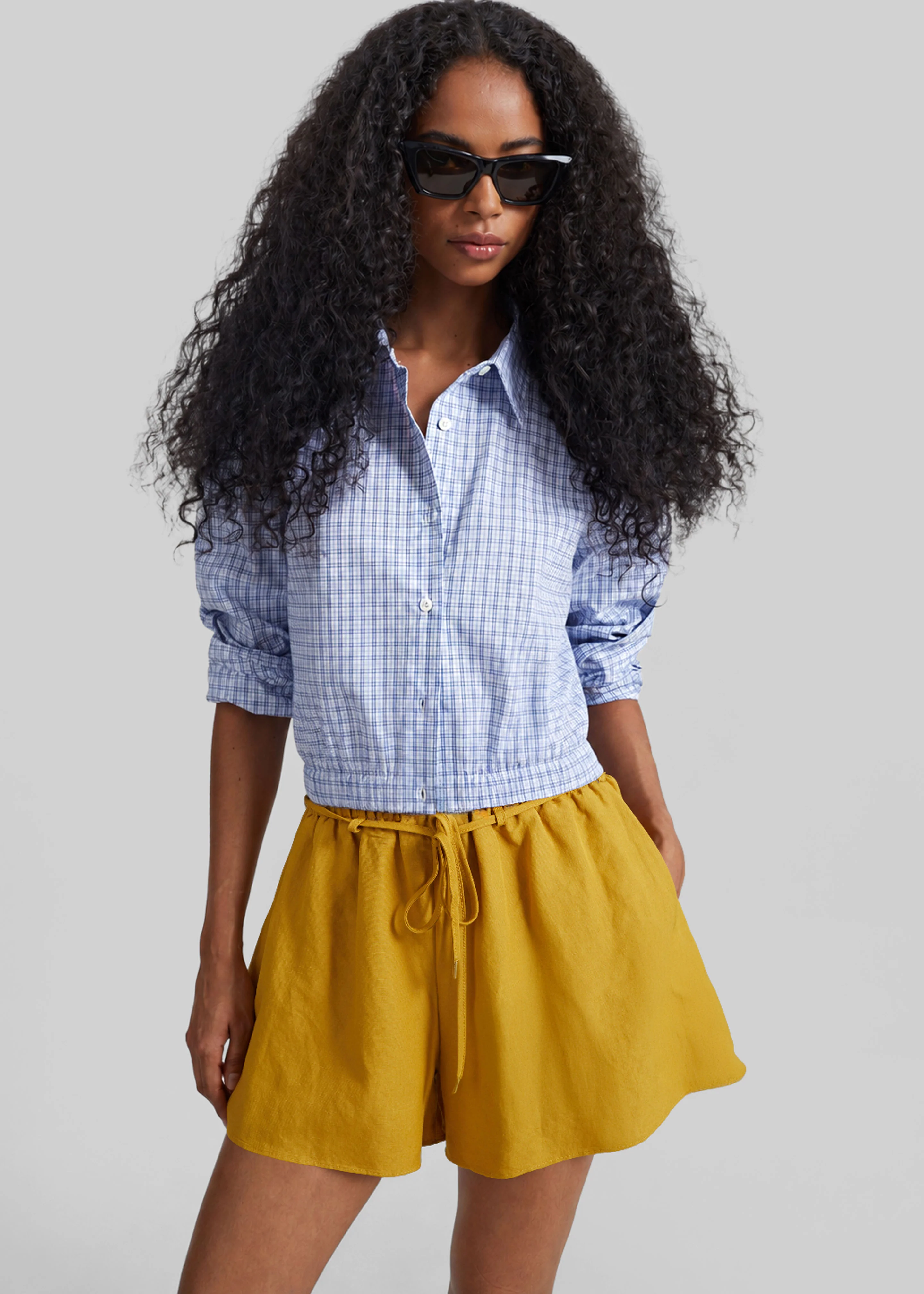 Caligny Linen Shorts - Mustard - Image 5