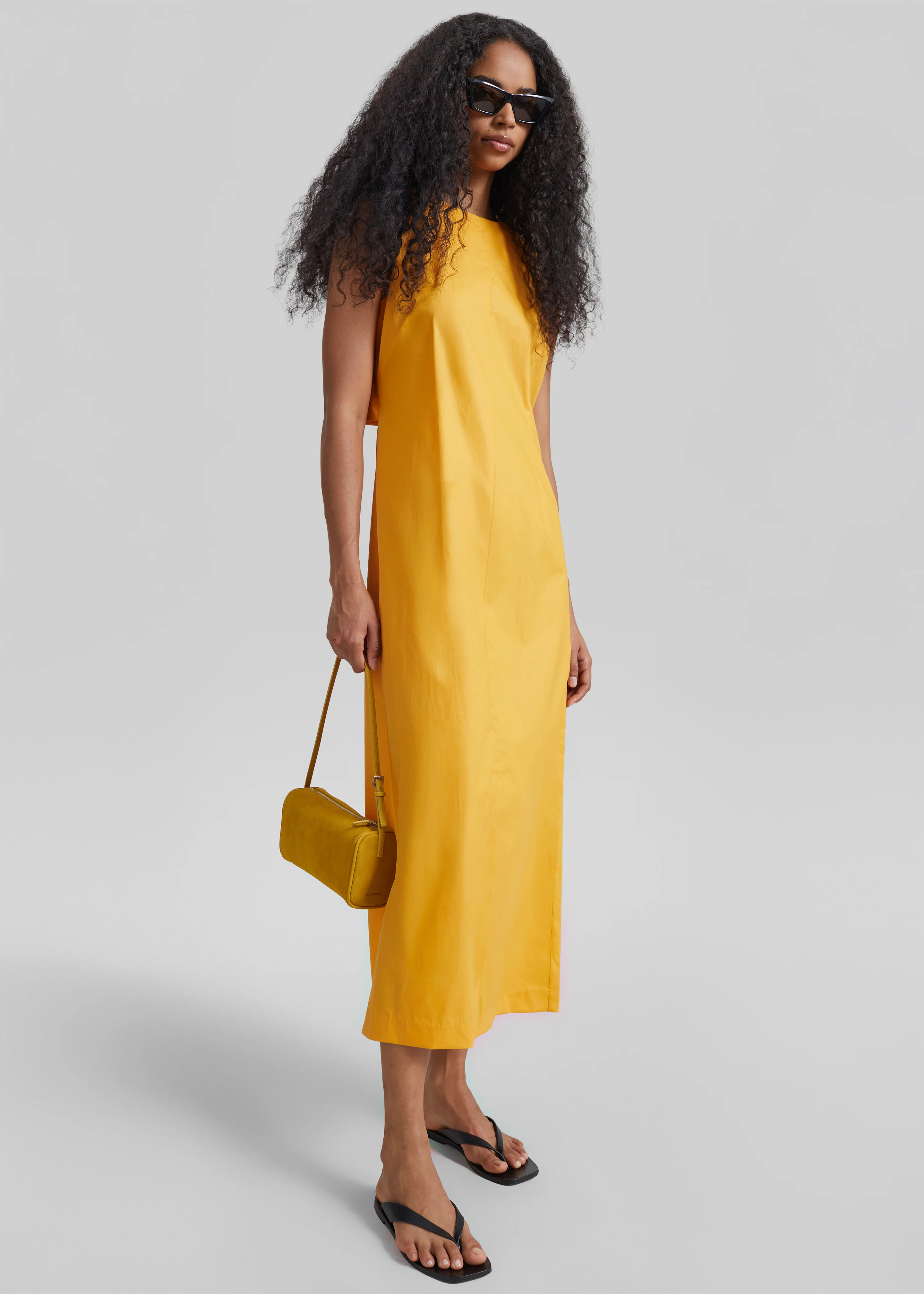 Carinola Poplin Open Back Midi Dress - Orange - Image 2