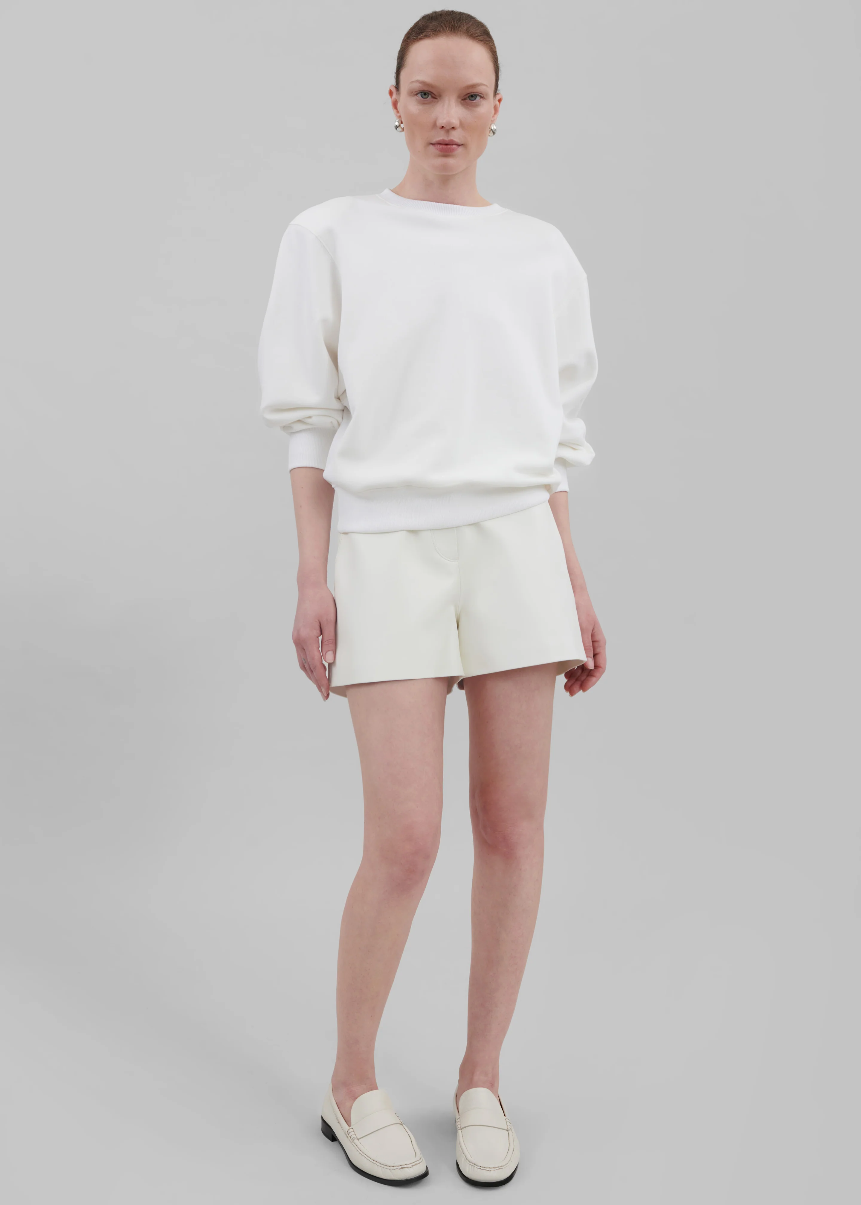 Cassie Faux Leather Mini Shorts - White - Image 7
