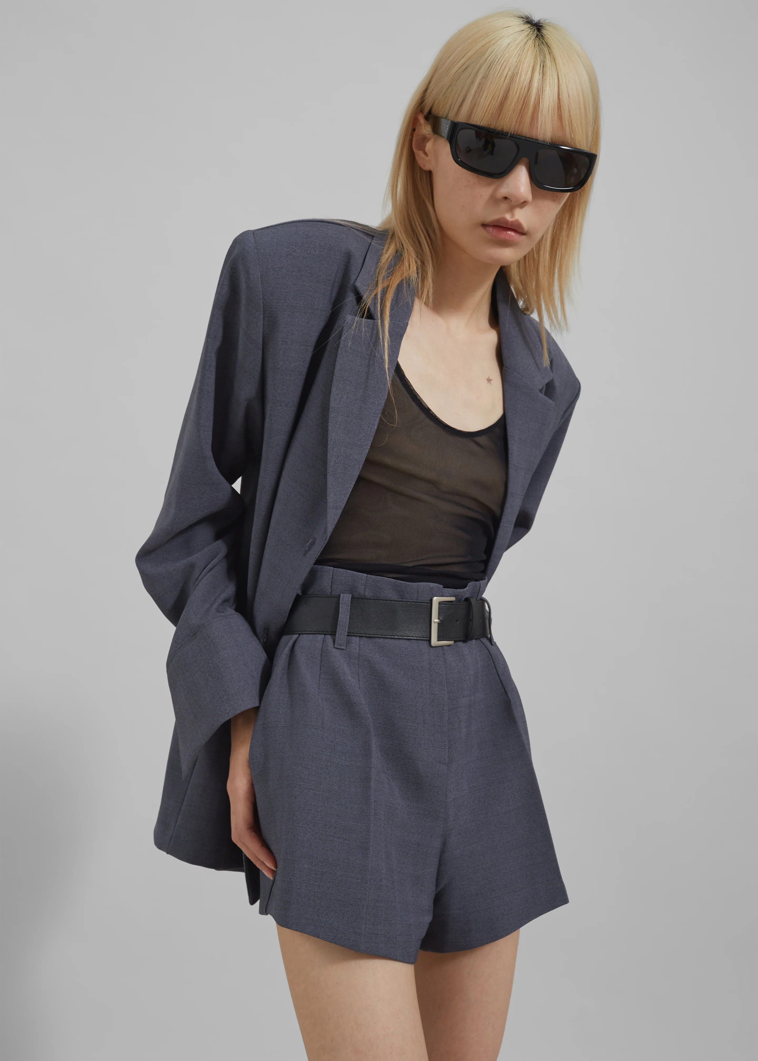 Chappell Belted Shorts - Grey - Image 3