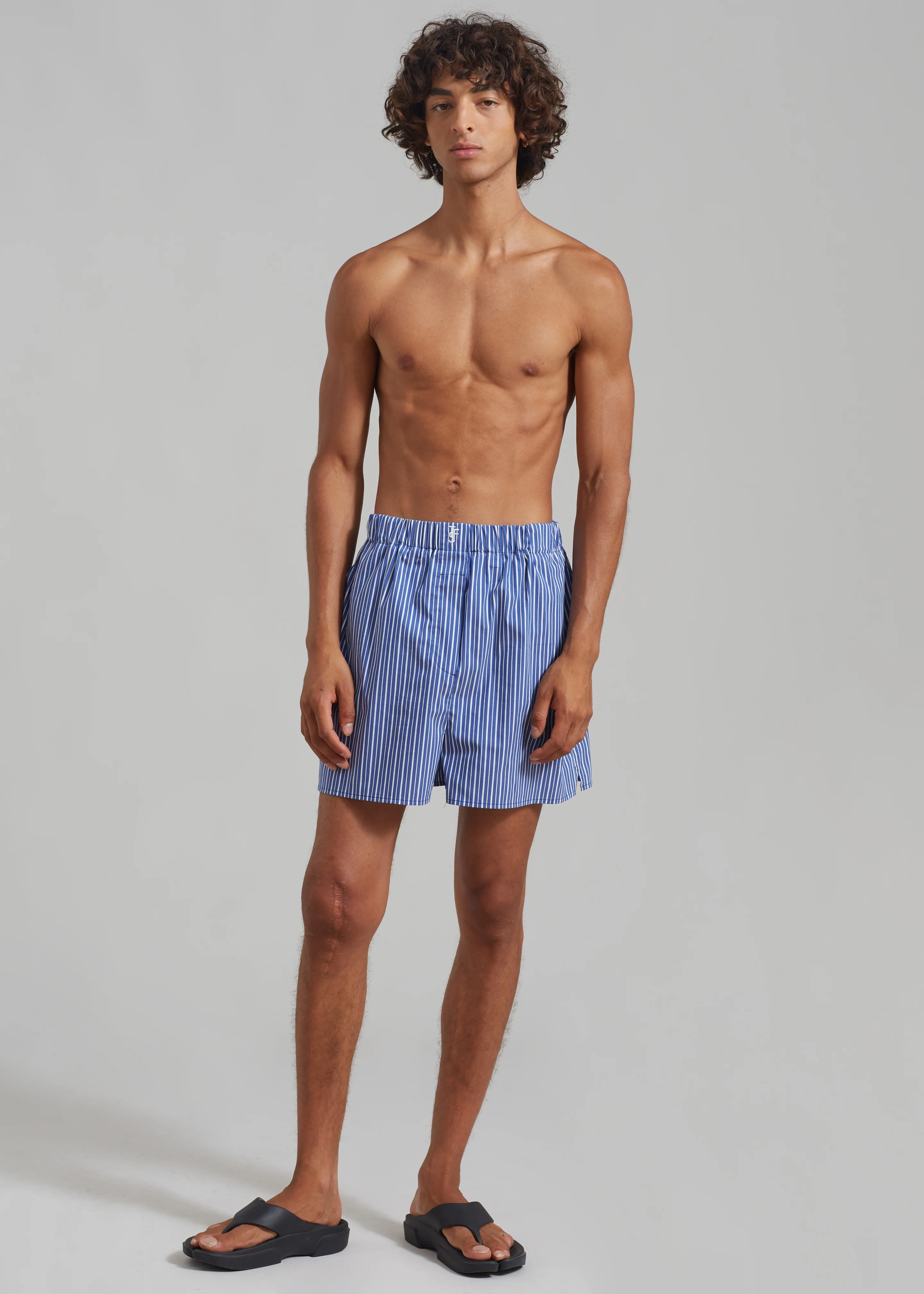 Cole Cotton Boxer Shorts - Blue Multi Stripe - Image 3