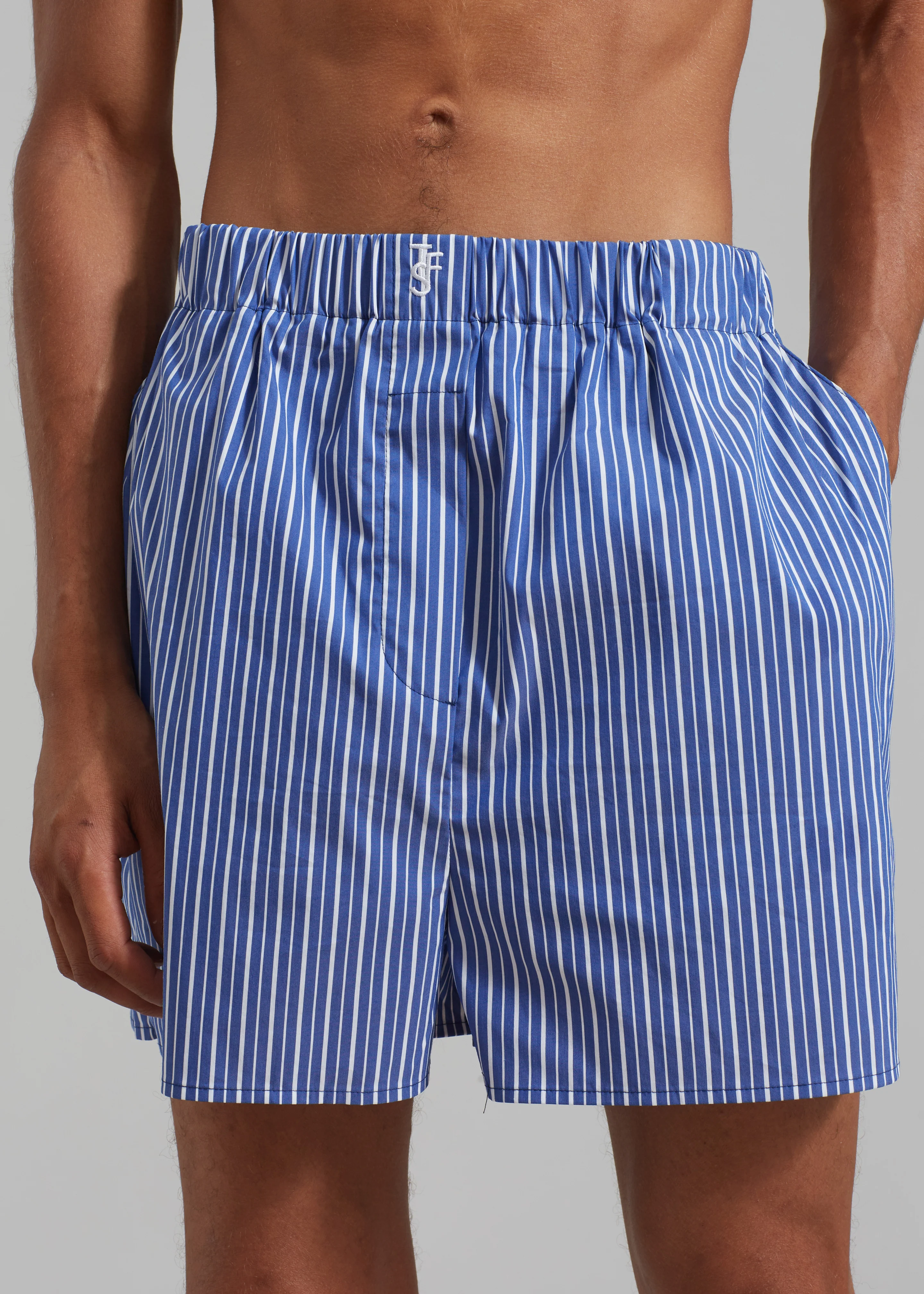 Cole Cotton Boxer Shorts - Blue Multi Stripe - Image 5