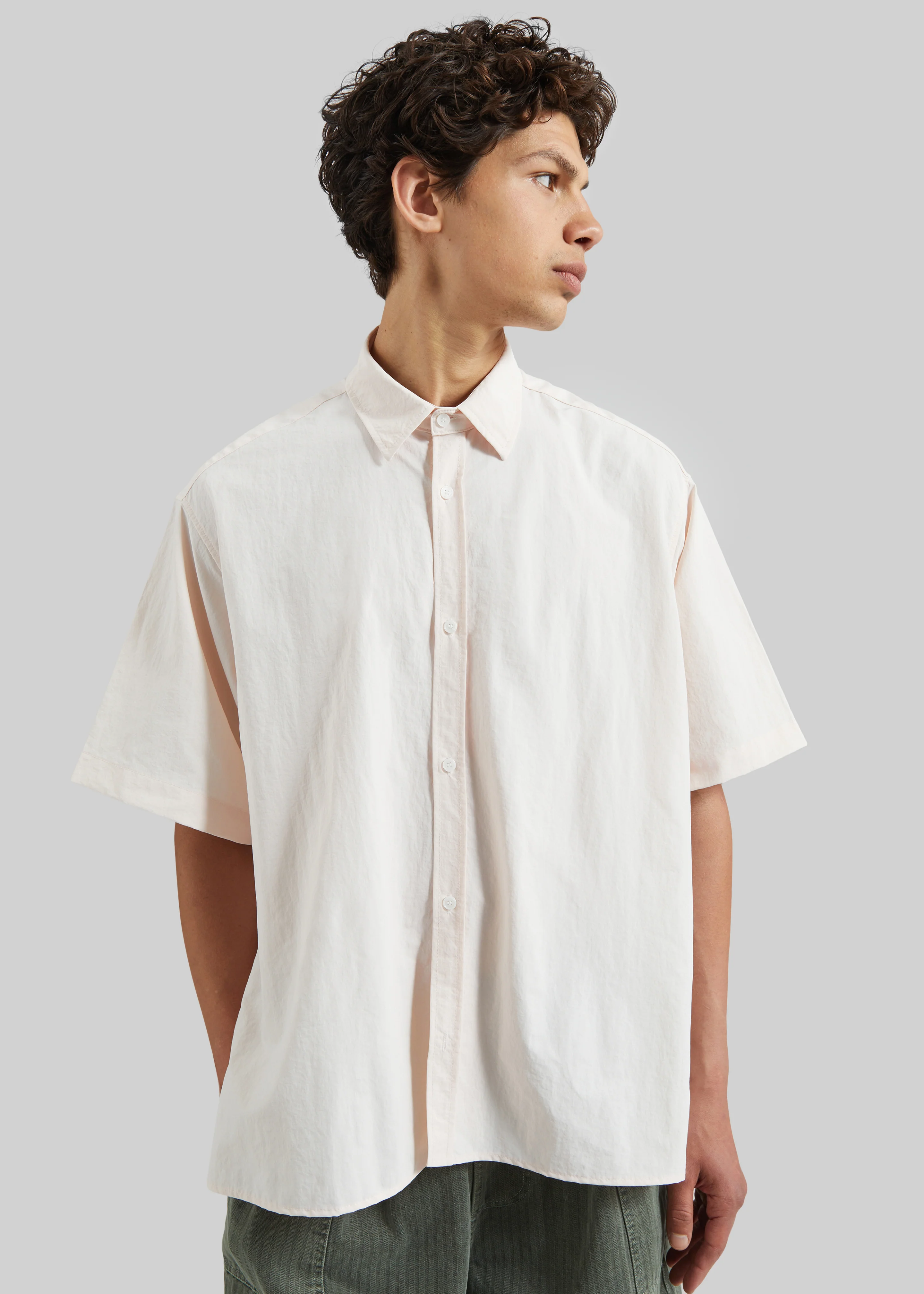 Colhame Adjustable Hem Short Sleeve Shirt - Light Pink - Image 4