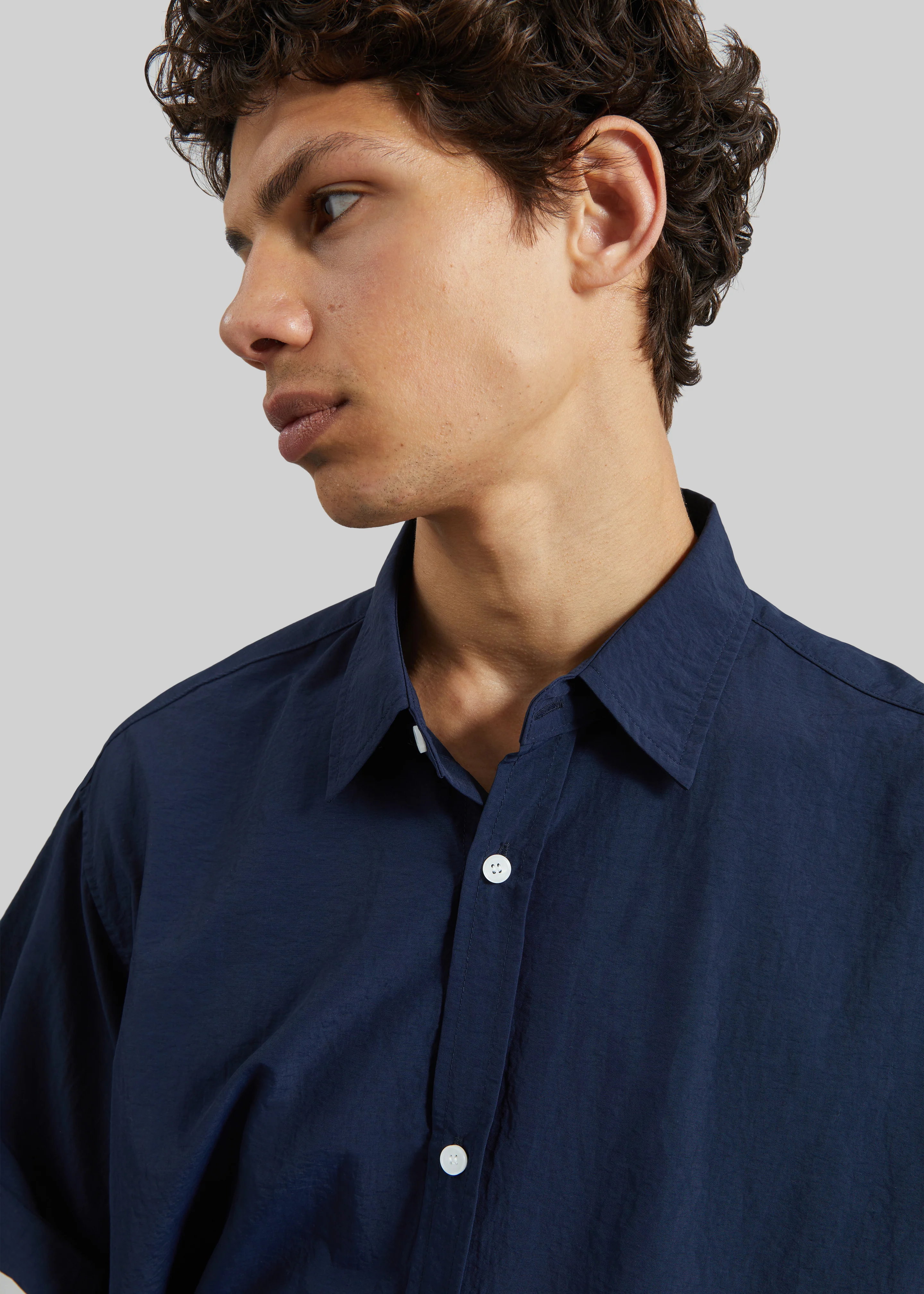 Colhame Adjustable Hem Short Sleeve Shirt - Navy - Image 3