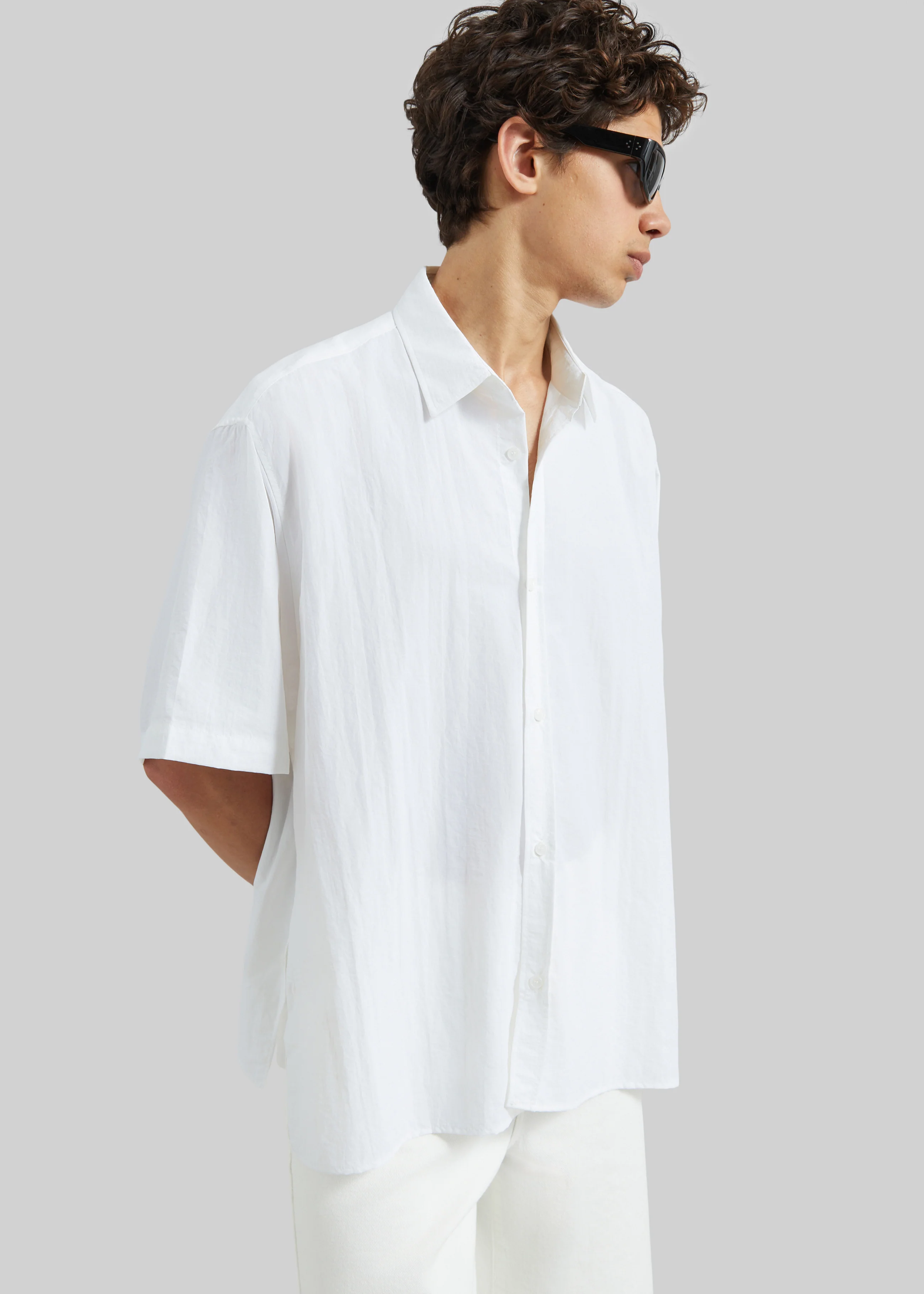 Colhame Adjustable Hem Short Sleeve Shirt - White - Image 4