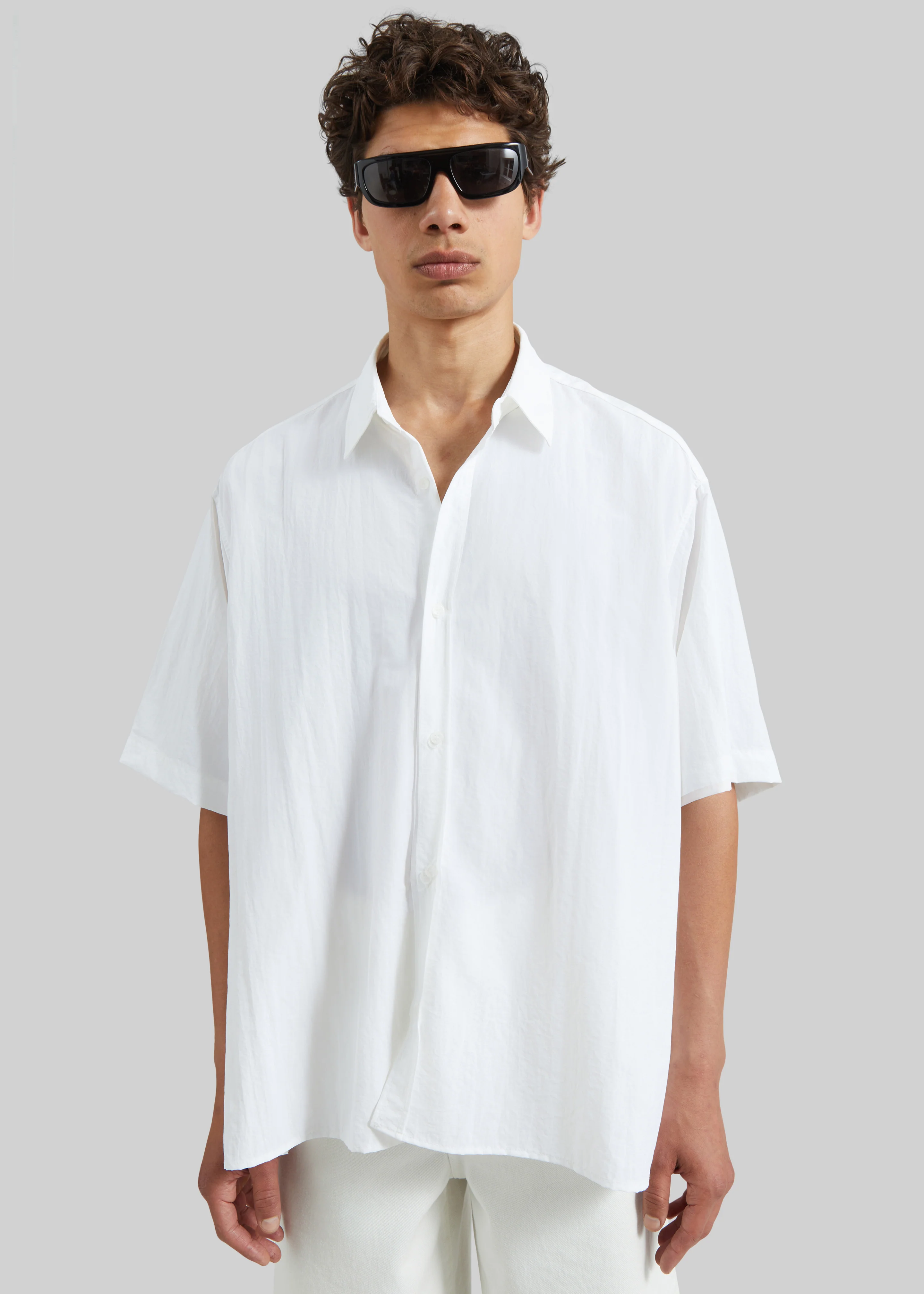 Colhame Adjustable Hem Short Sleeve Shirt - White - Image 5