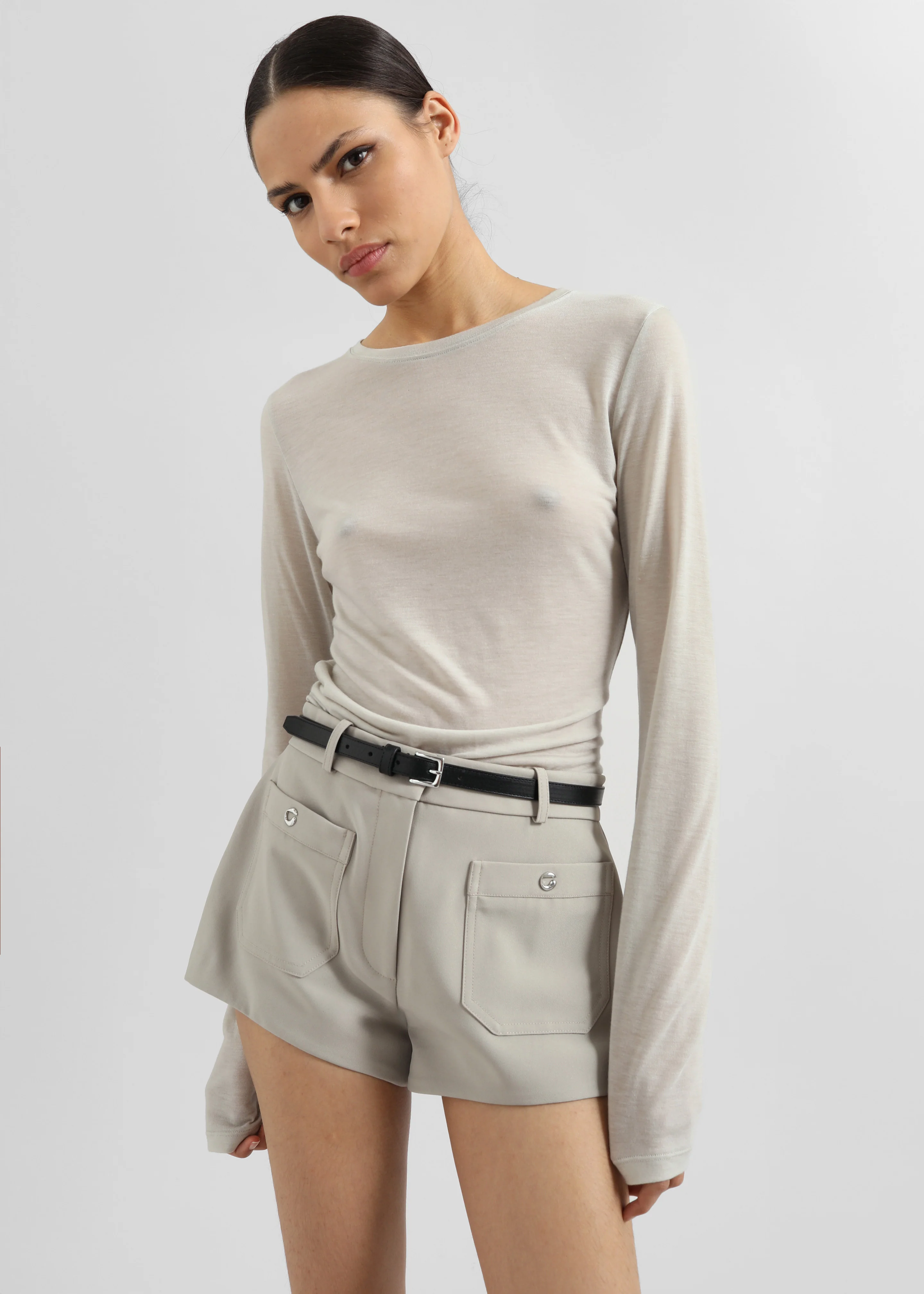 Coperni Four Pocket Tailored Mini Shorts - Beige - Image 4