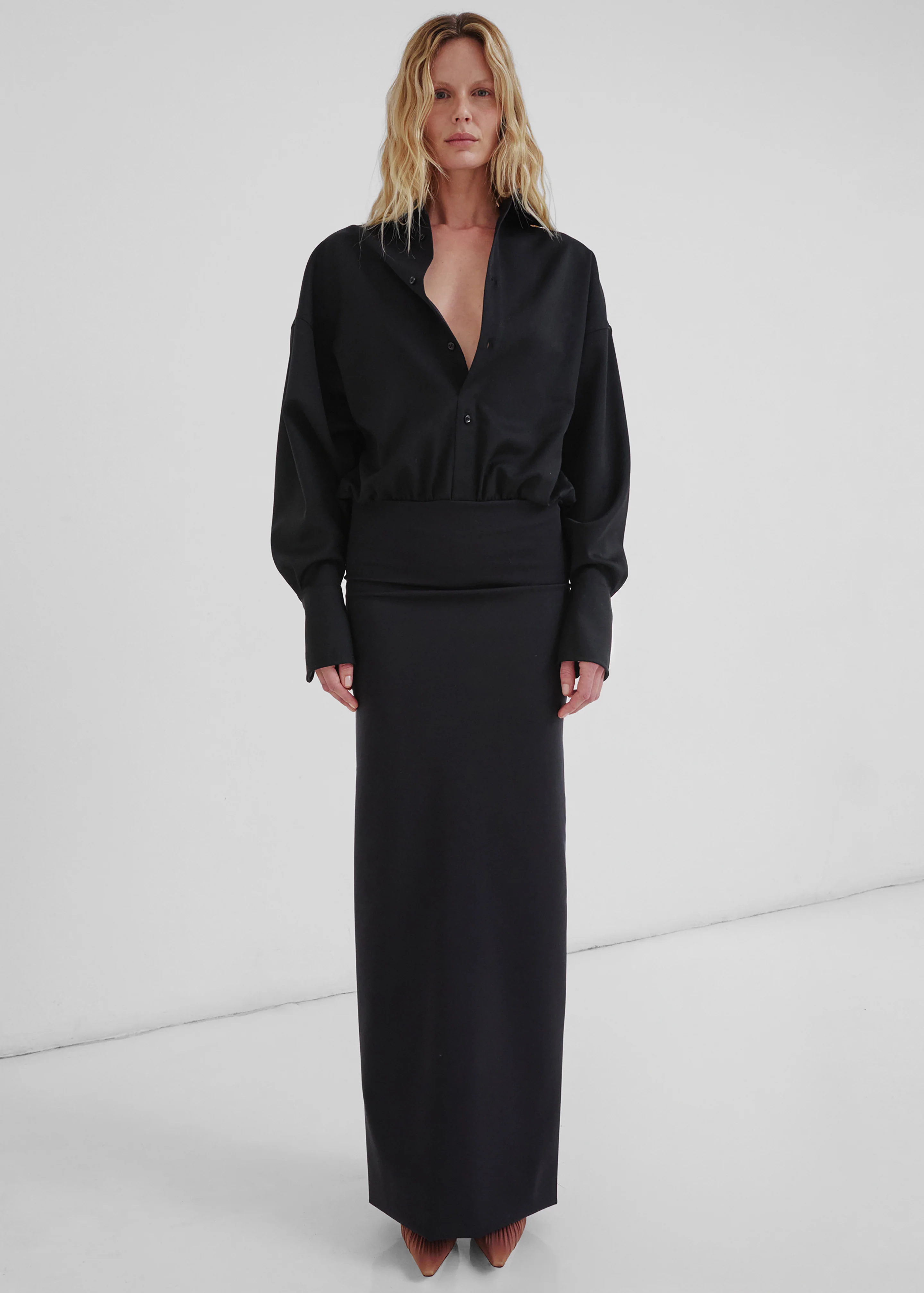 Darkpark Barbara Wool Elastic Waist Dress - Black