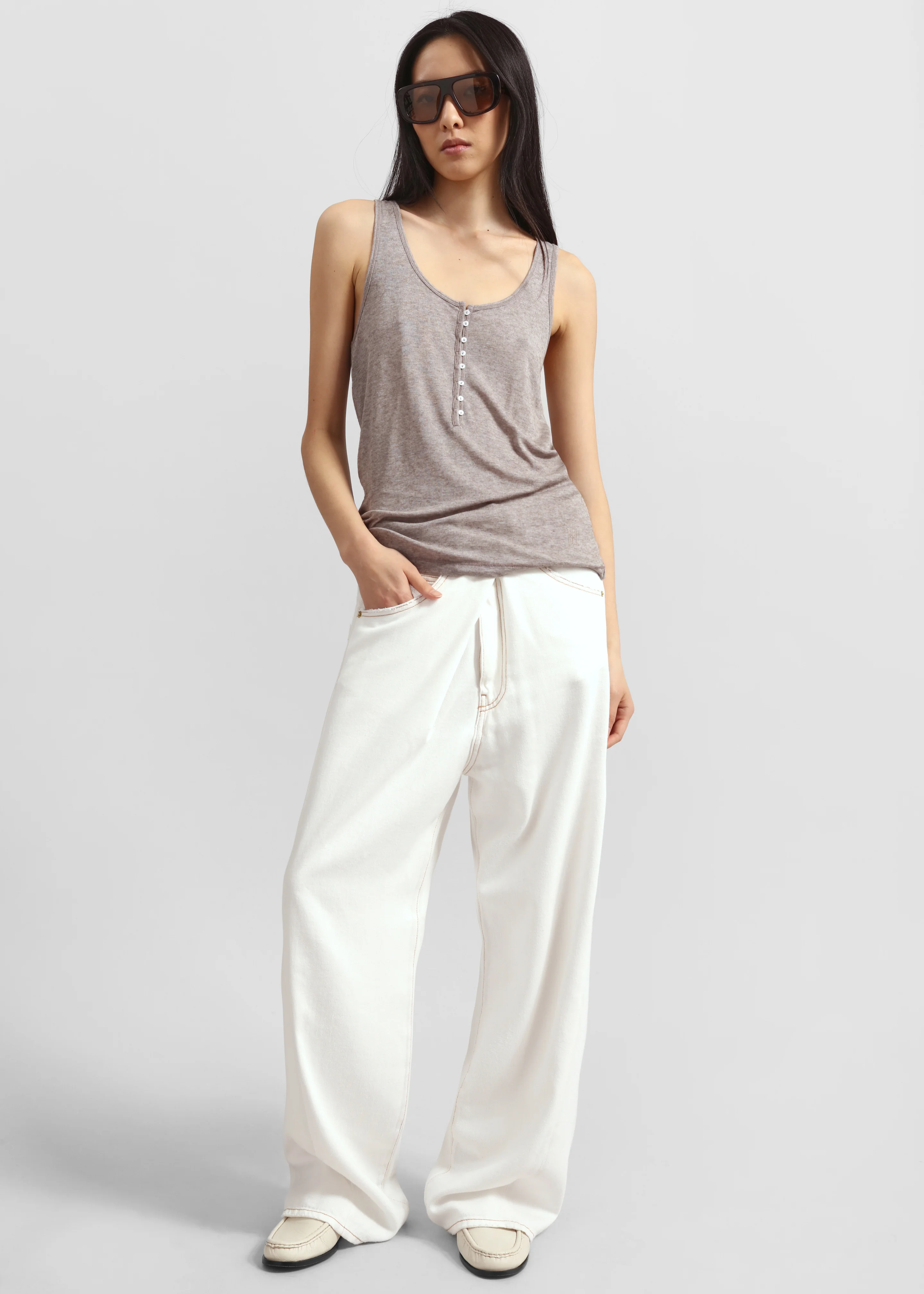 Darkpark Ines Fold Over Denim - Washed White - Image 5