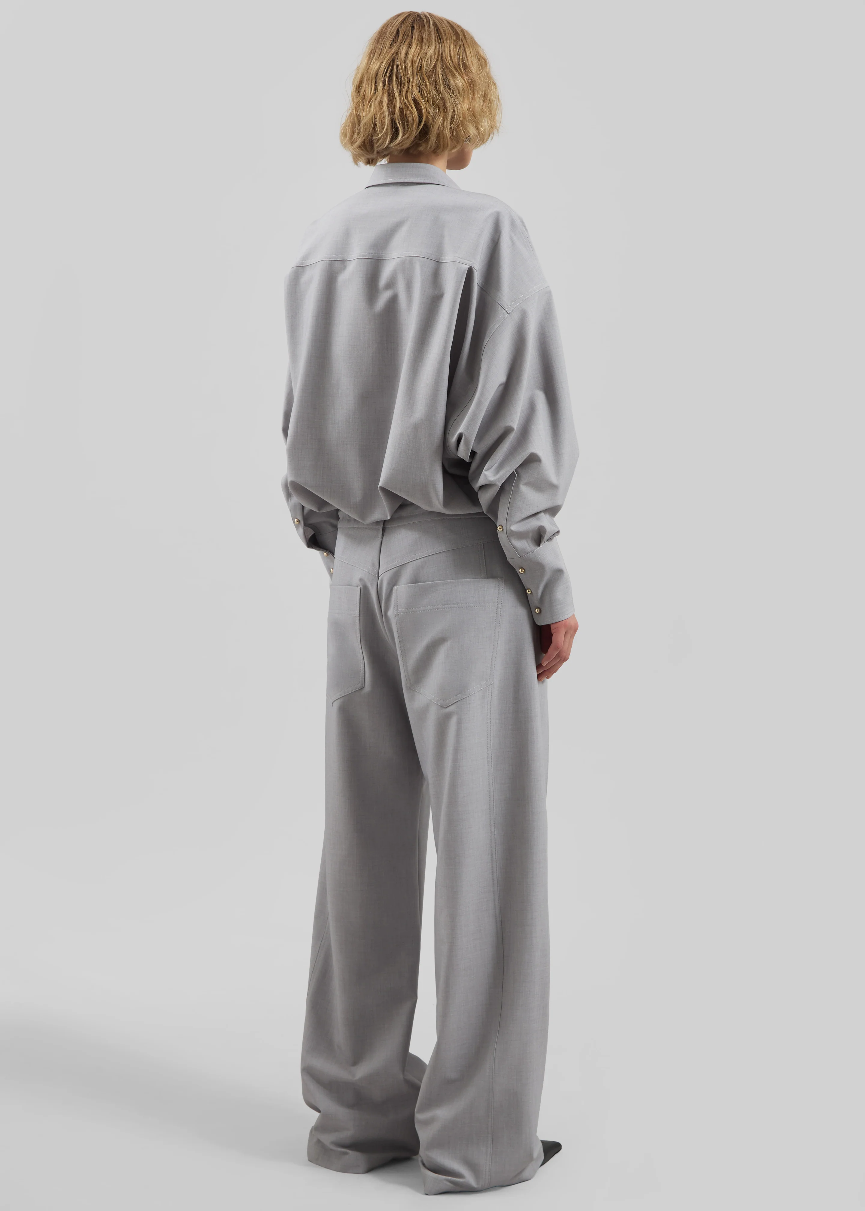 Darkpark Iris Viscose Wool Paper Bags Pants - Light Grey - Image 5