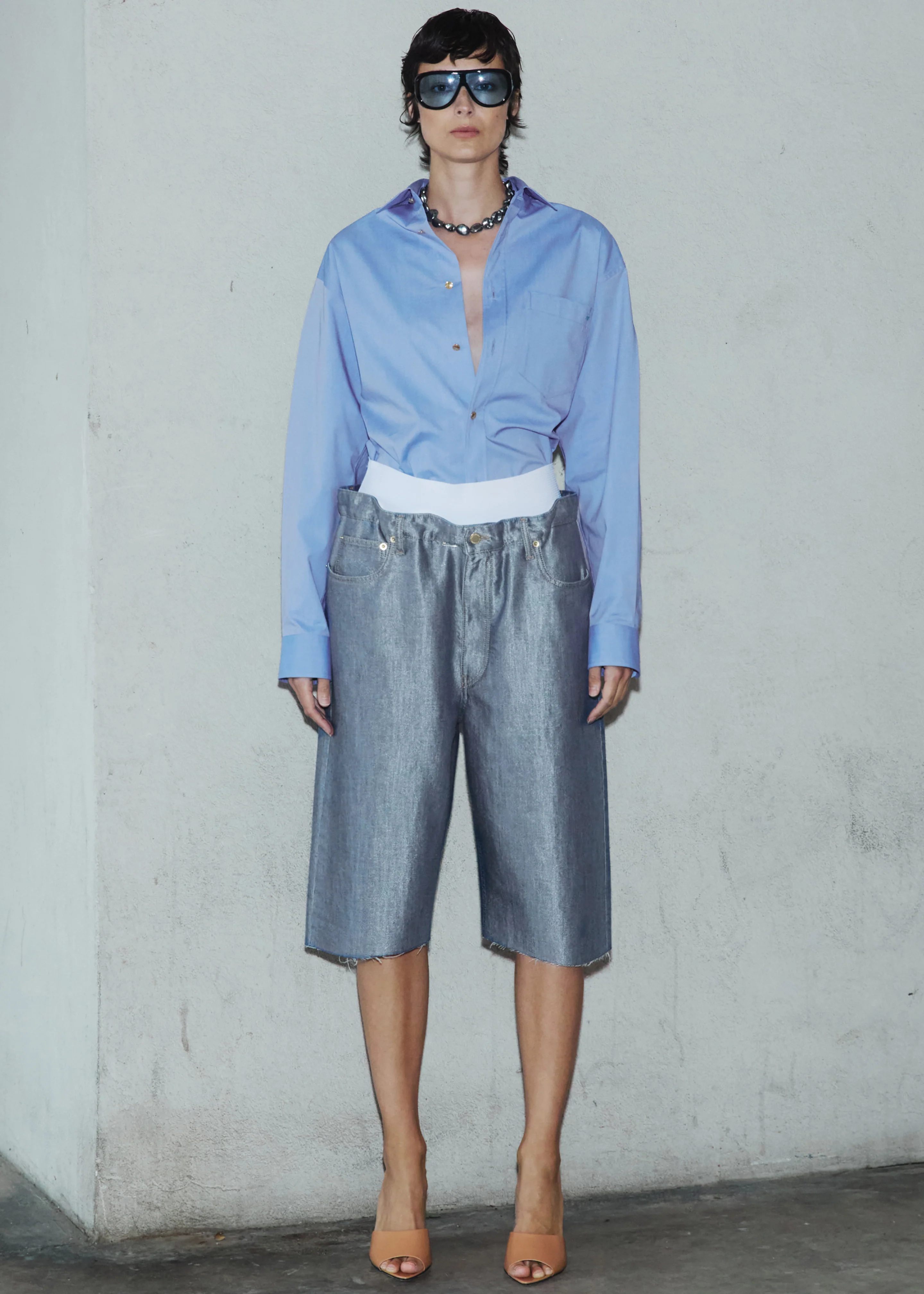 Darkpark Jane Elastic Waist Shorts - Glass Blue - Image 5