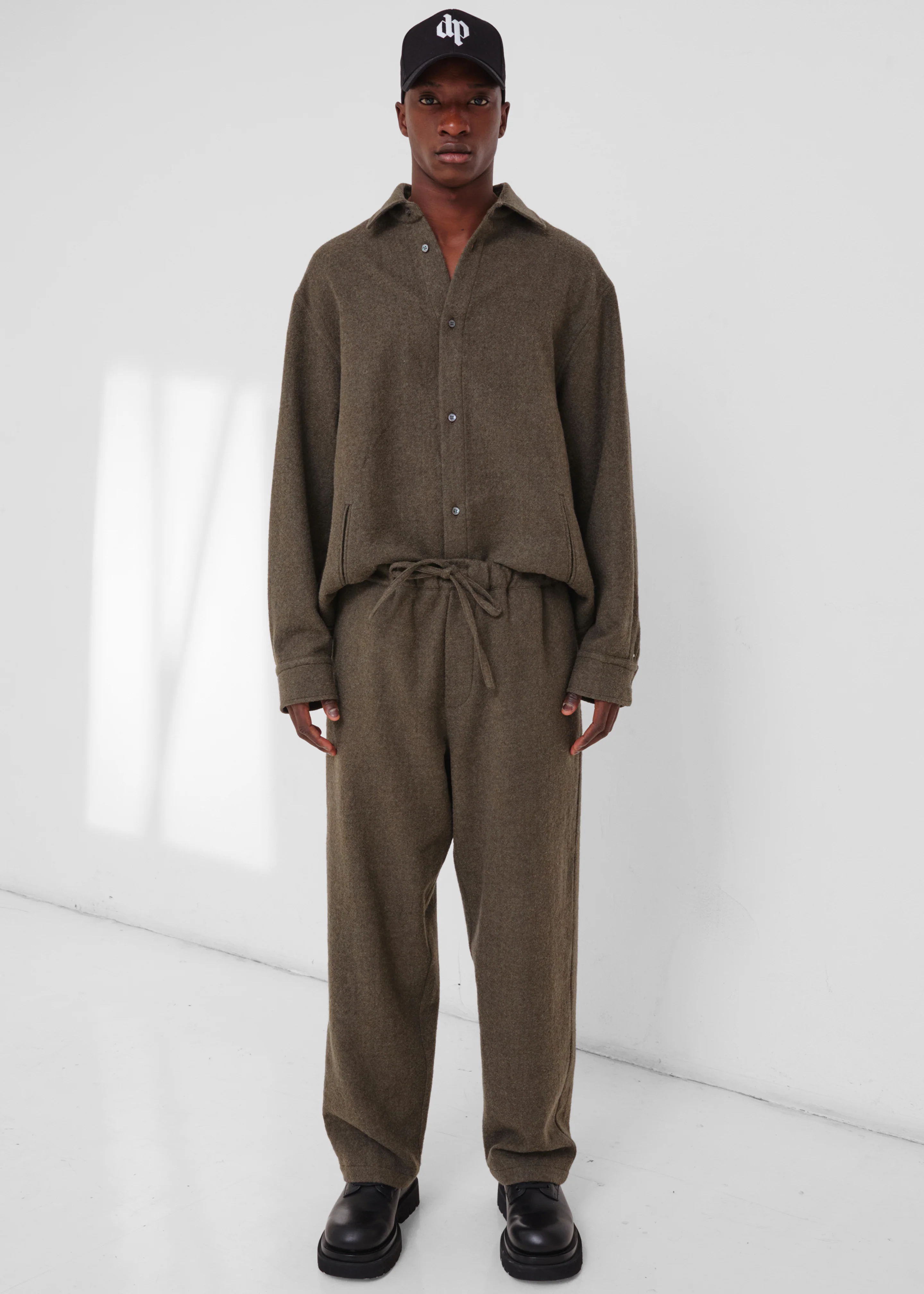 Darkpark Keanu Japanese Light Wool Shirt - Military Green - Image 6