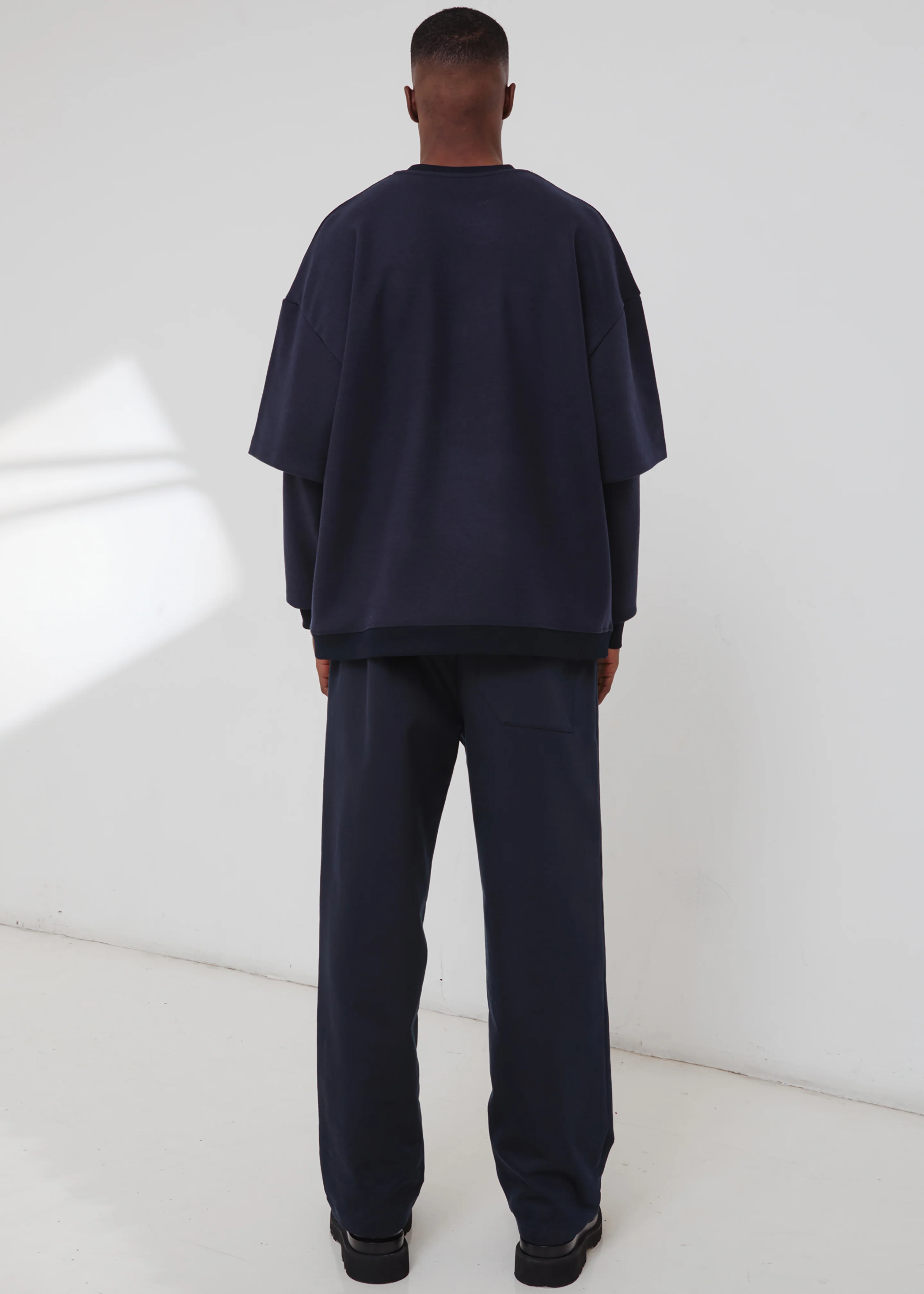Darkpark Troy - Wool Double Sleeve Tee - Blue Navy - Image 4