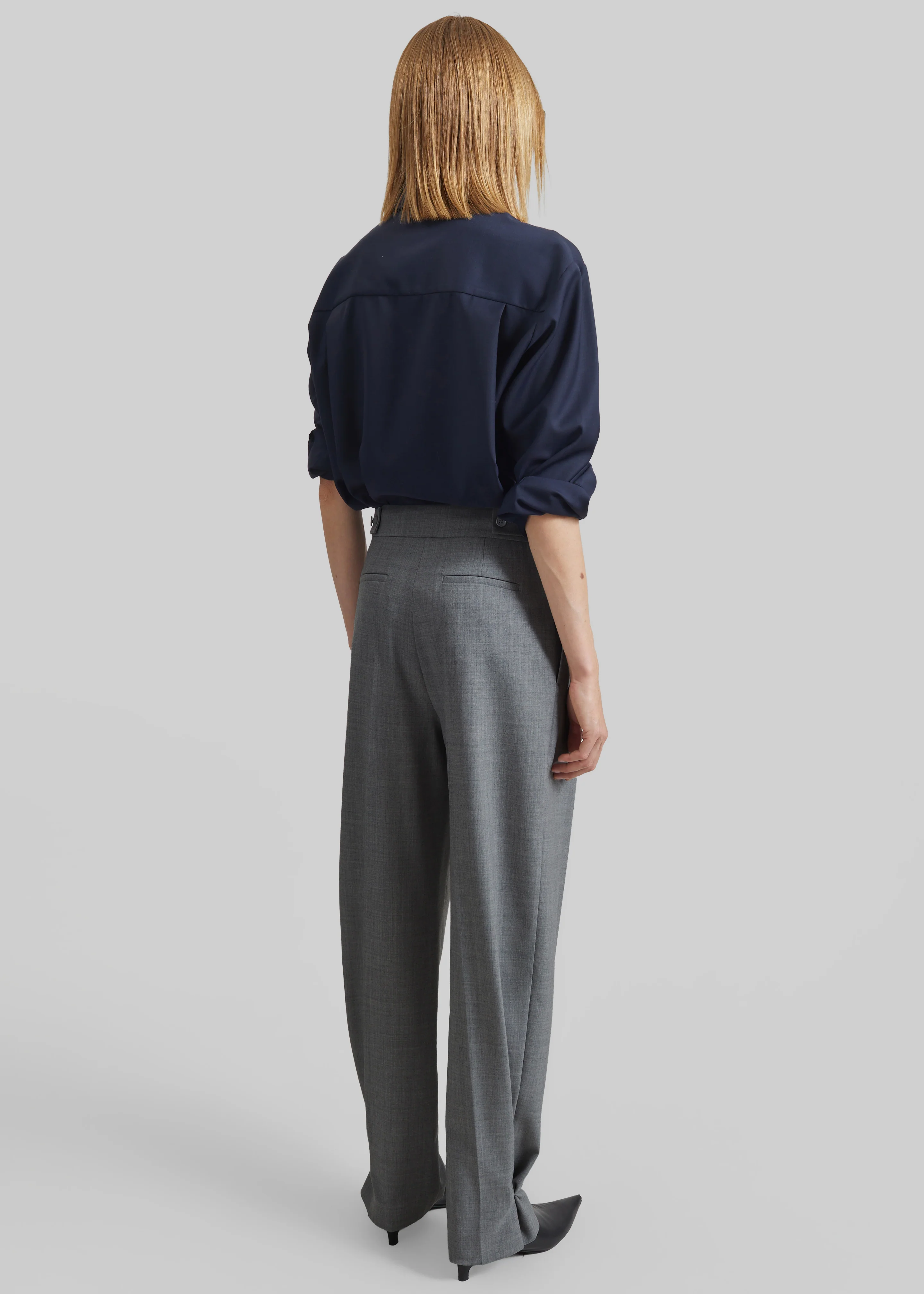Doyer Pleated Trousers - Light Grey - Image 7
