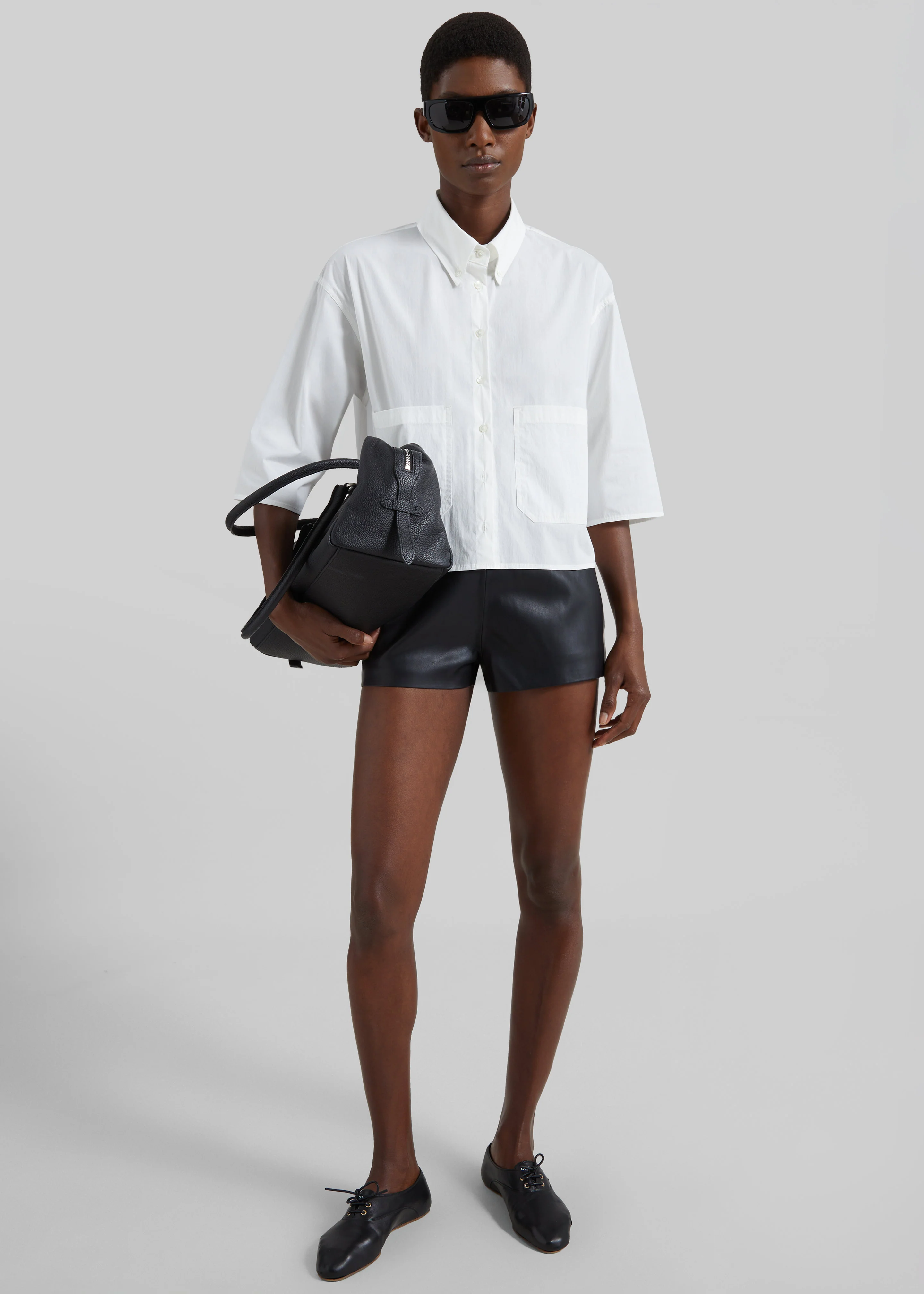Dreux Faux Leather Hot Pants - Black - Image 2