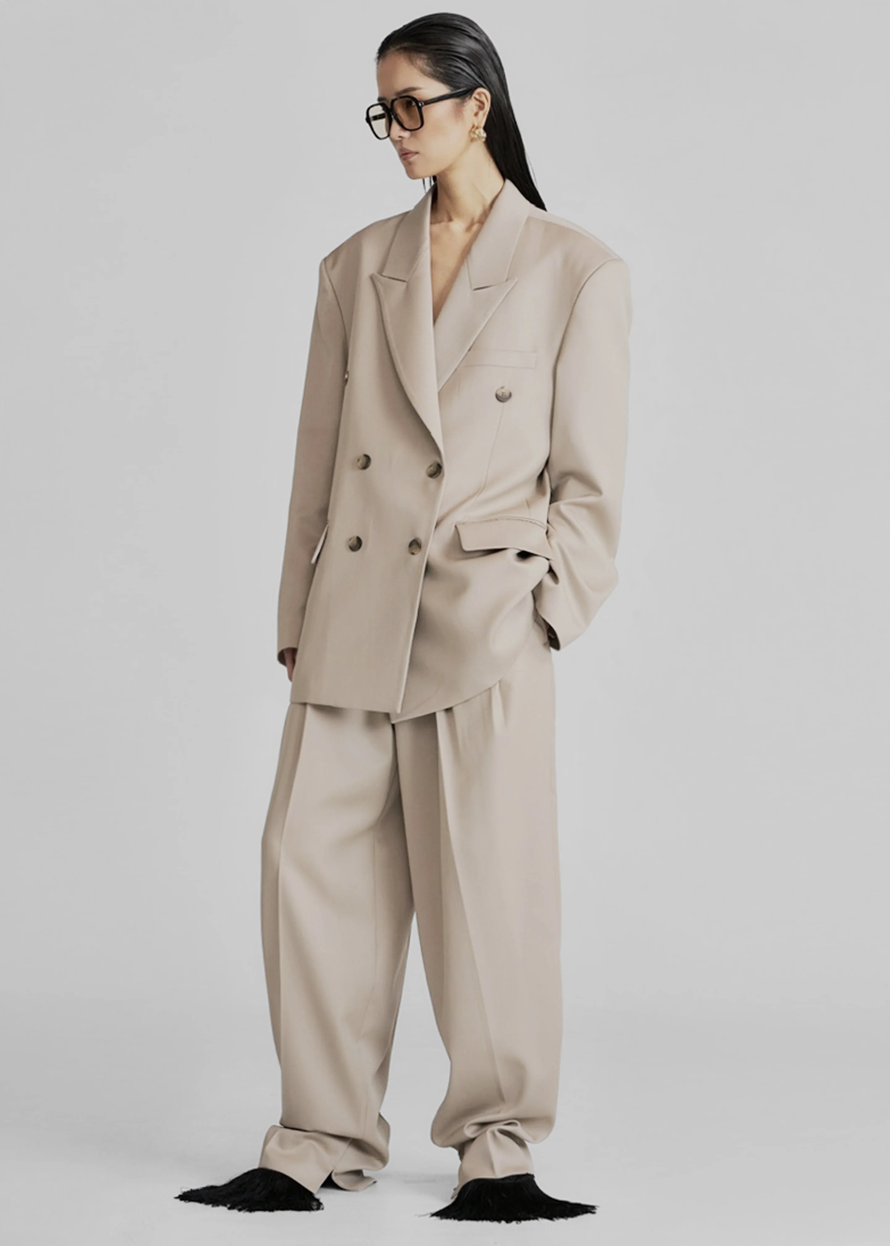 Dunbar Pleated Trousers - Taupe - Image 7