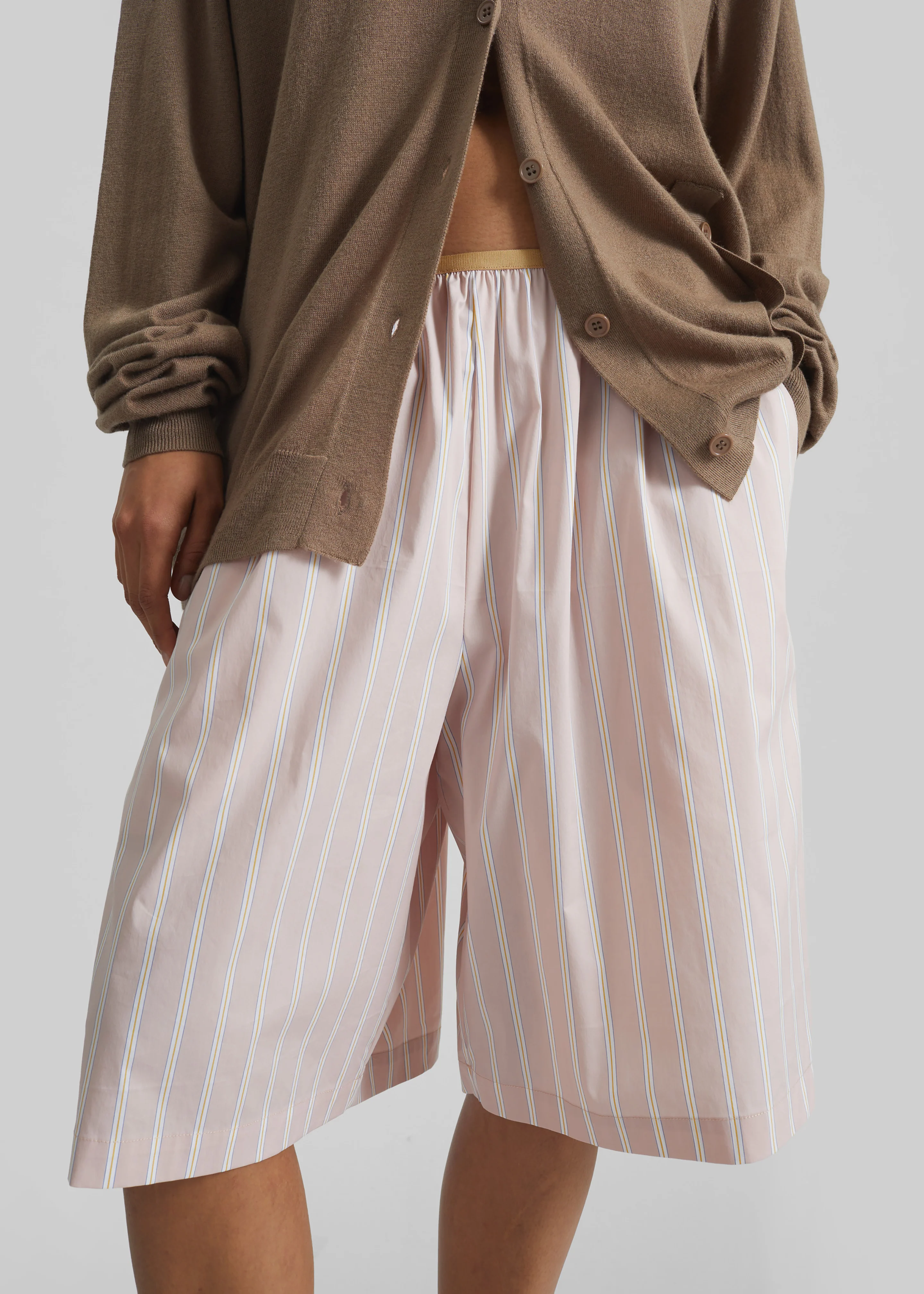 Elyn Elastic Bermuda Shorts - Pink/White Stripes - Image 2