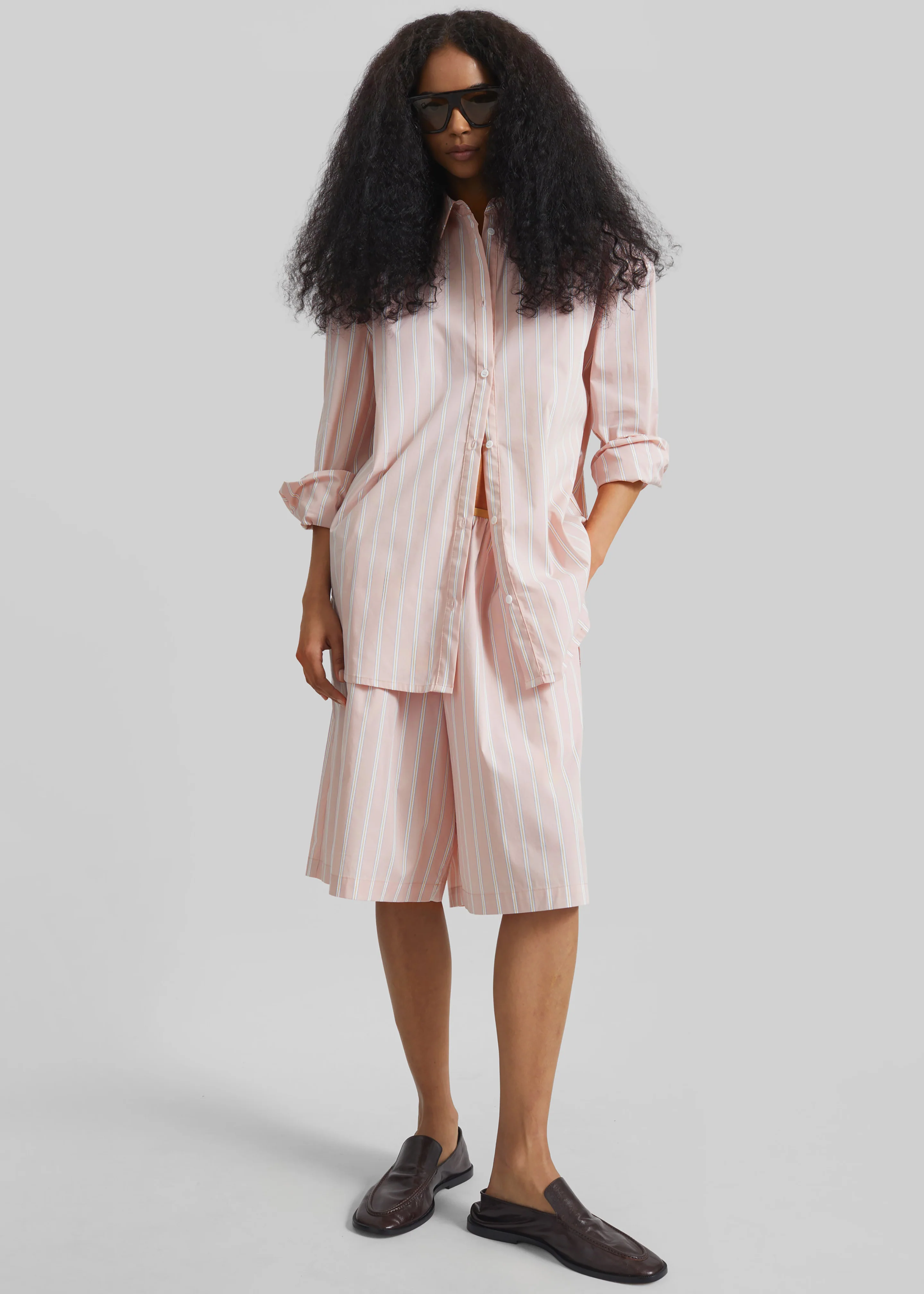 Elyn Elastic Bermuda Shorts - Pink/White Stripes - Image 4