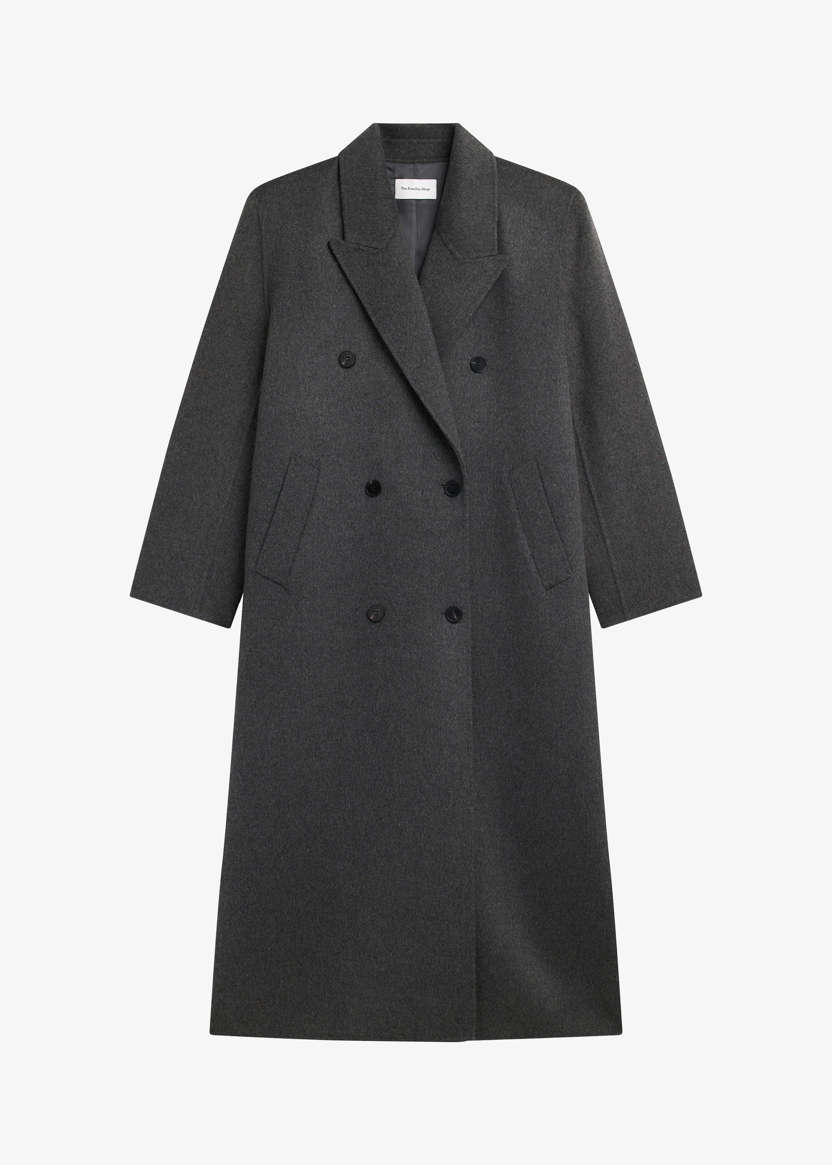 Gaia Double-Breasted Coat - Dark Grey Melange - Image 8