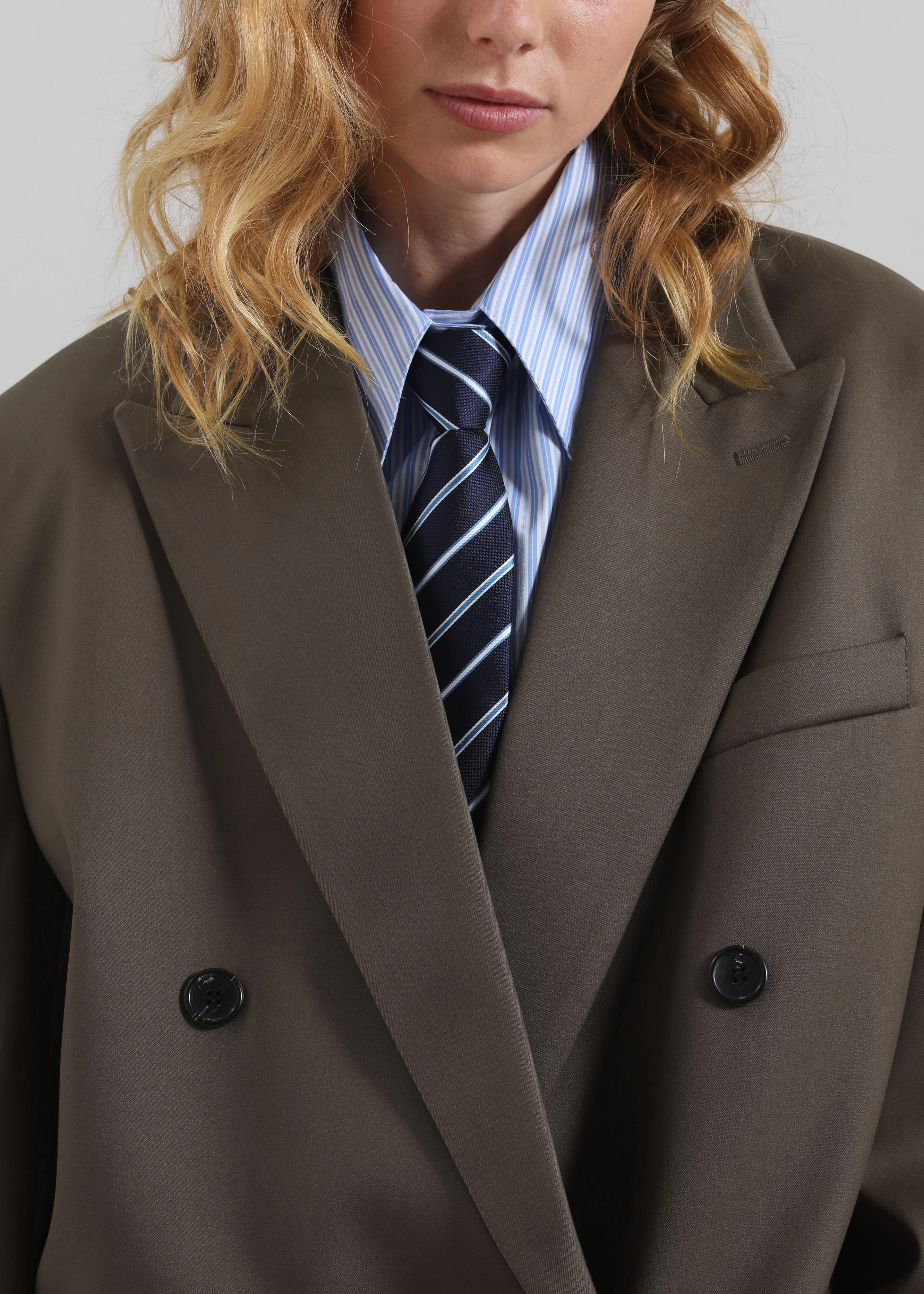 Gainsford Neck Tie Shirt - Blue/White Stripe - Image 3